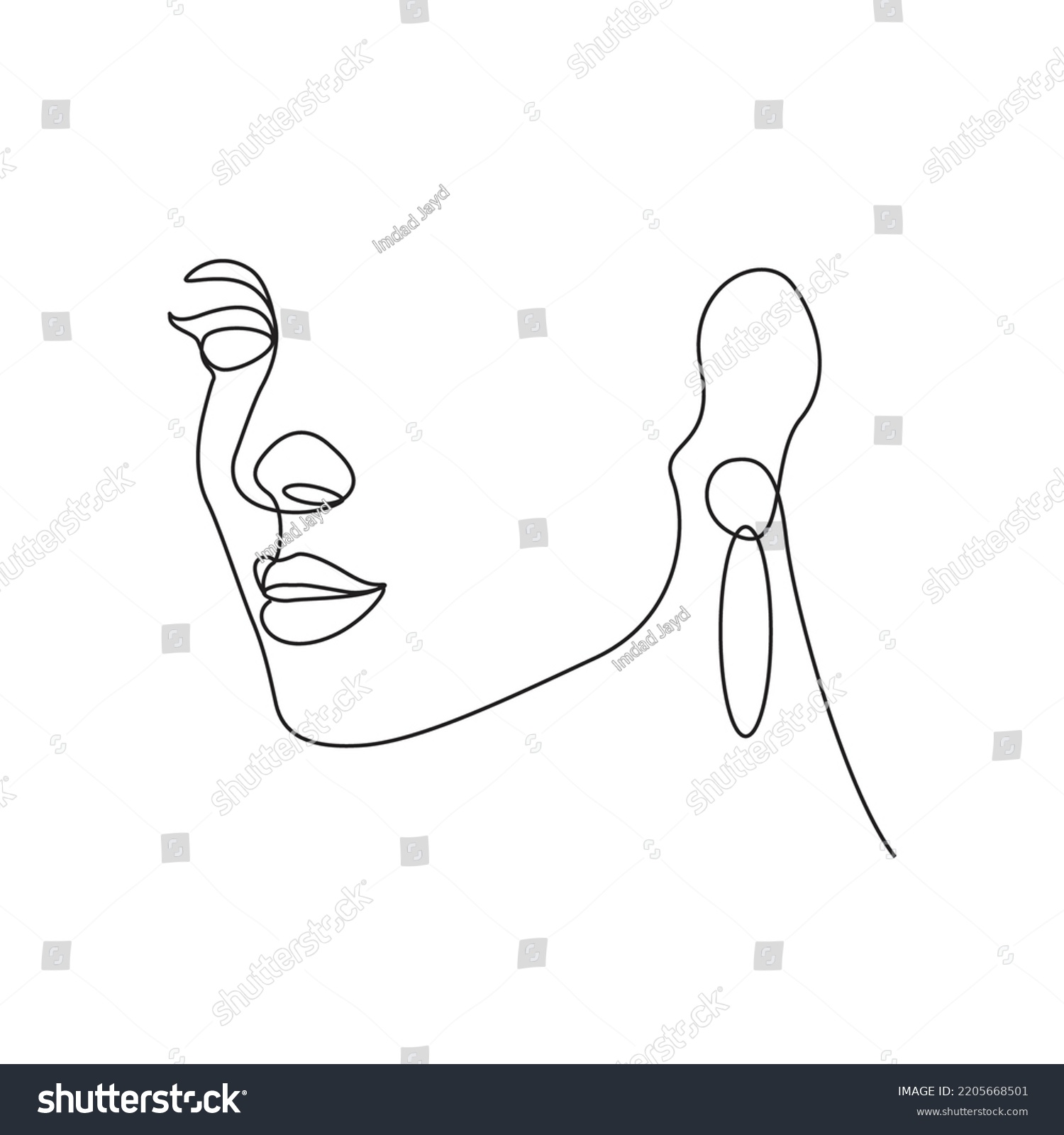 Woman Linear Drawing Single Line Illustration Stock Vector Royalty