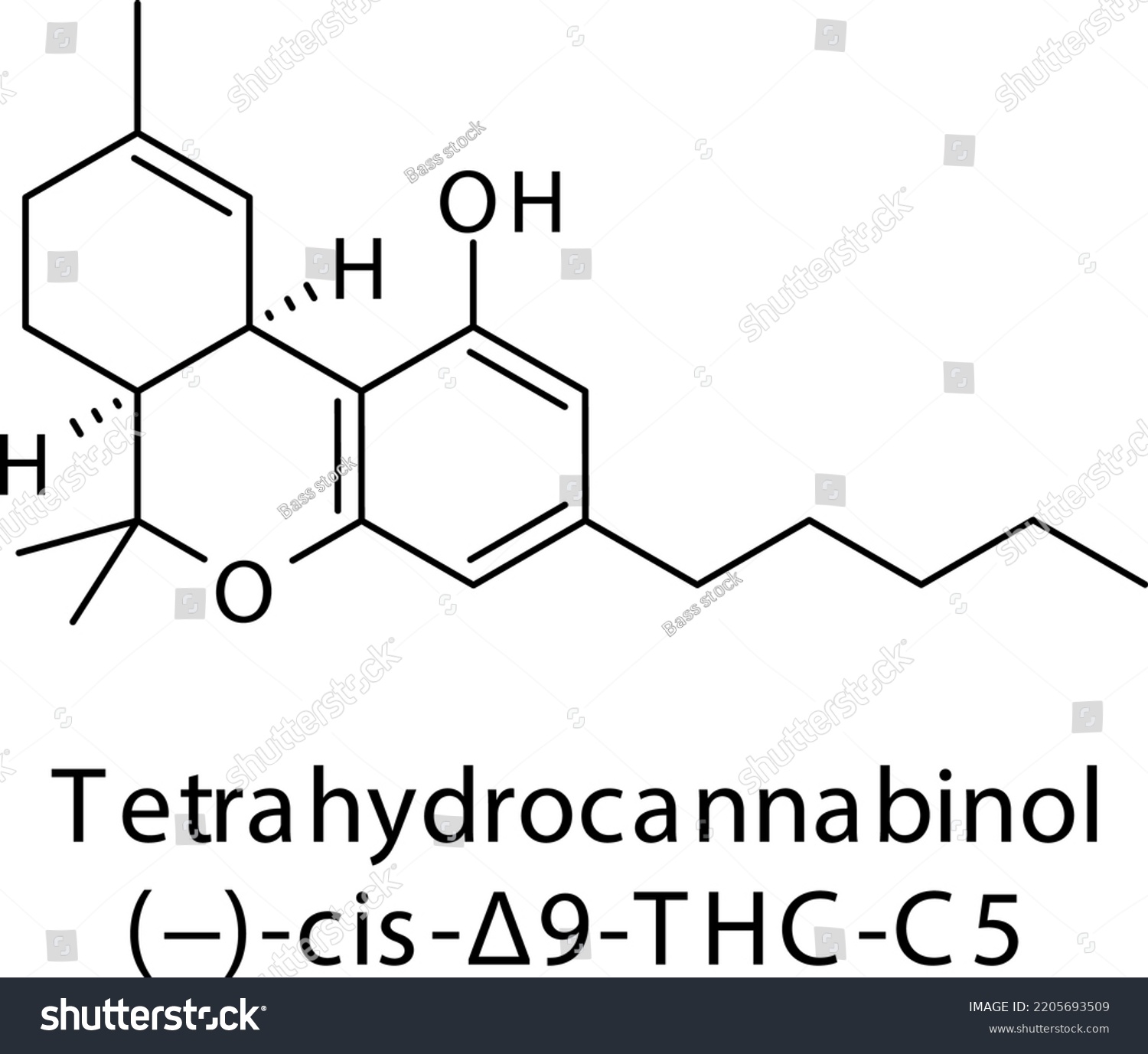 Tetrahydrocannabinol Molecular Structure On White Background Stock ...