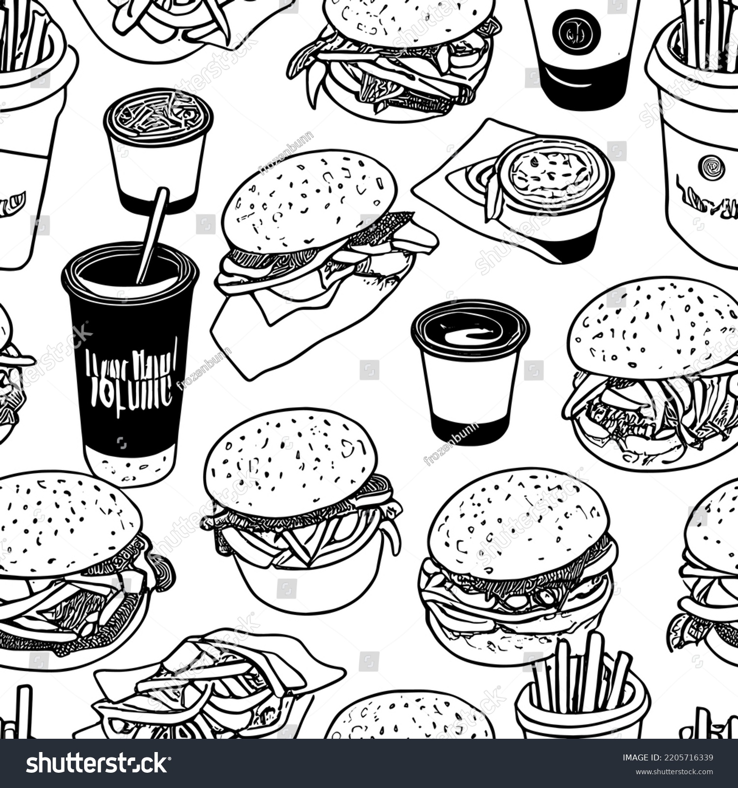 Seamless Pattern Junk Food Hand Drawing Stock Vector (Royalty Free ...