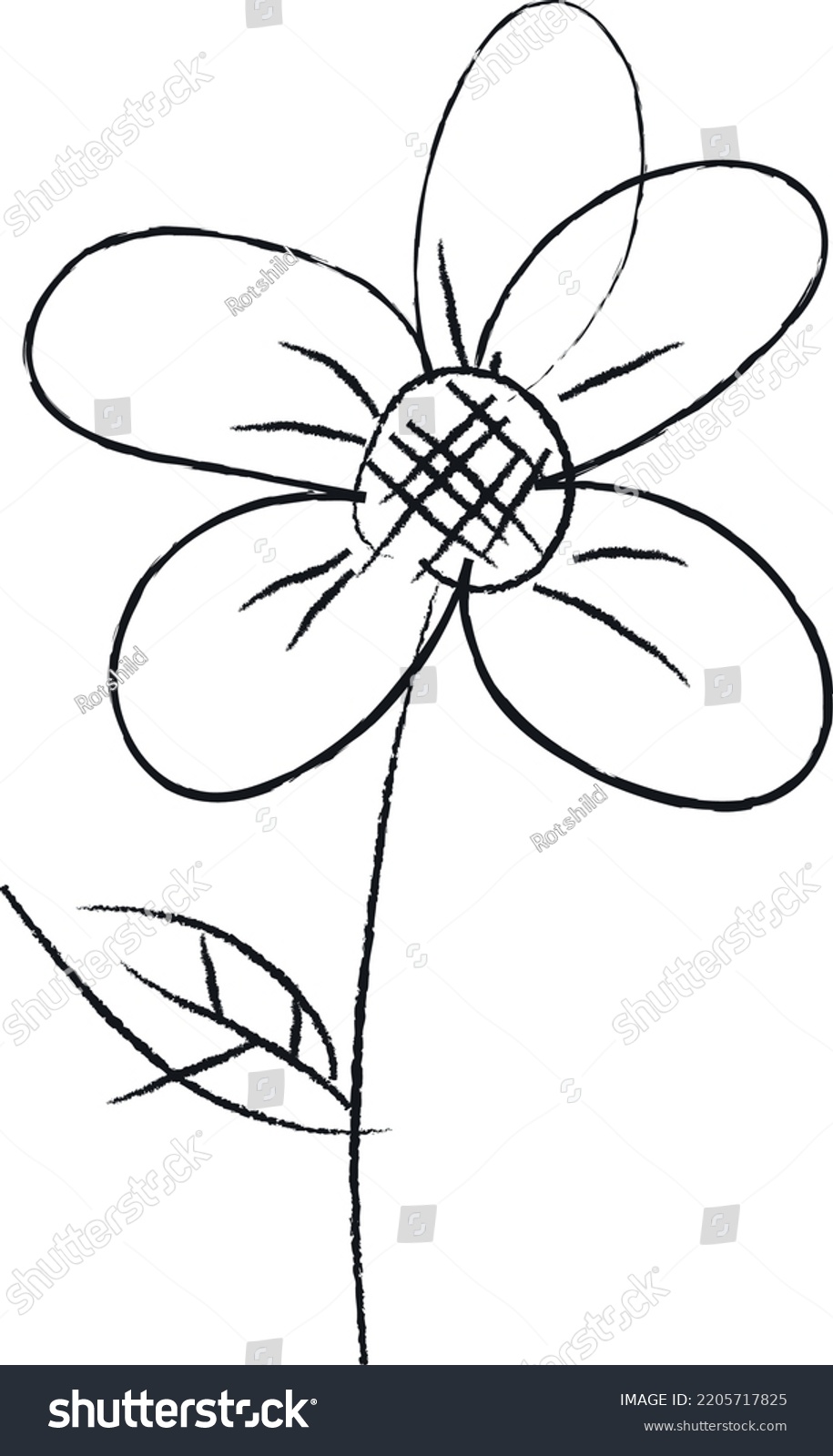 Flower Petals Line Drawing Coloring Tattoo Stock Vector (Royalty Free ...