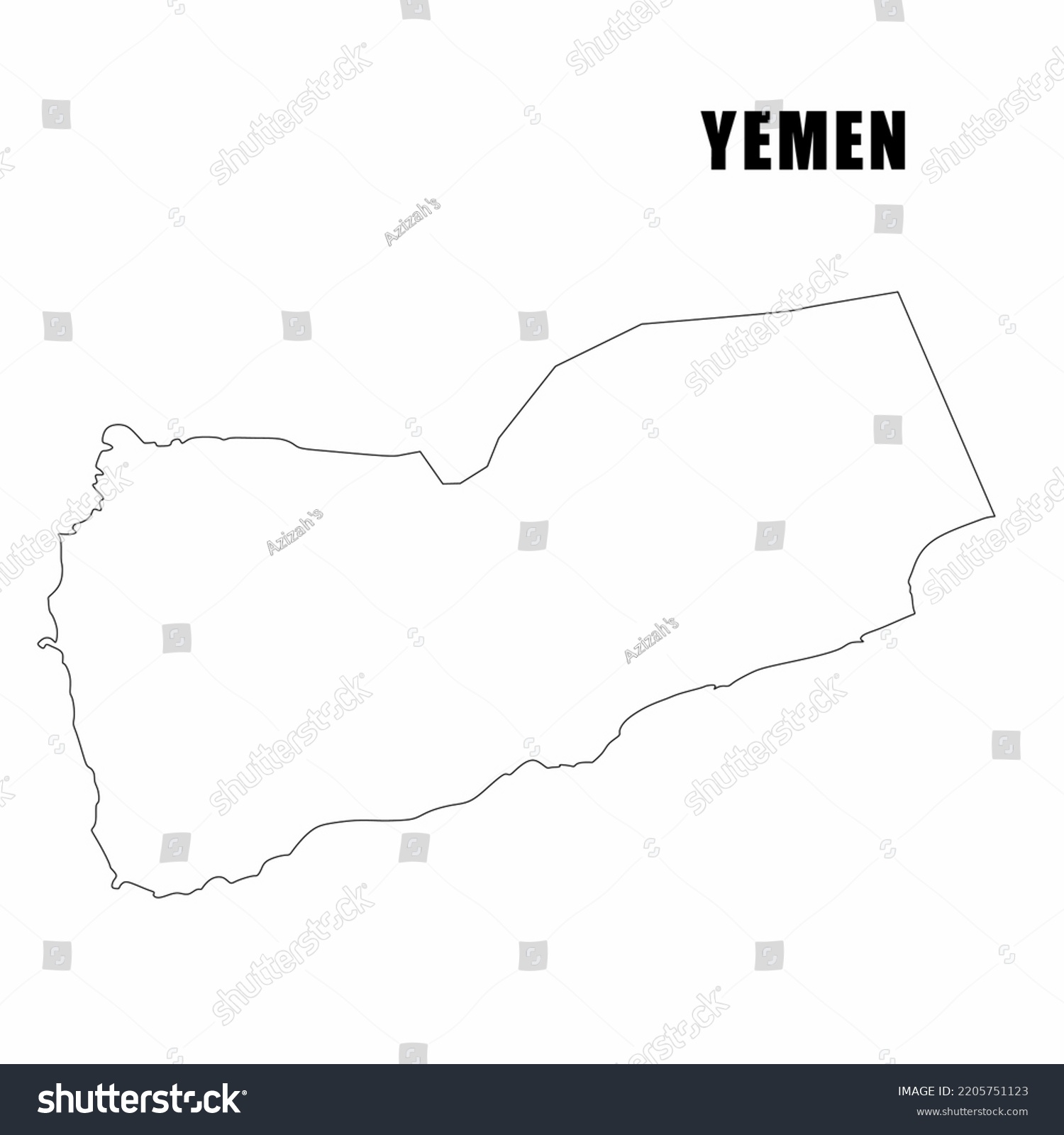 Vector Illustration Outline Map Yemen Highdetail Stock Vector Royalty Free 2205751123 