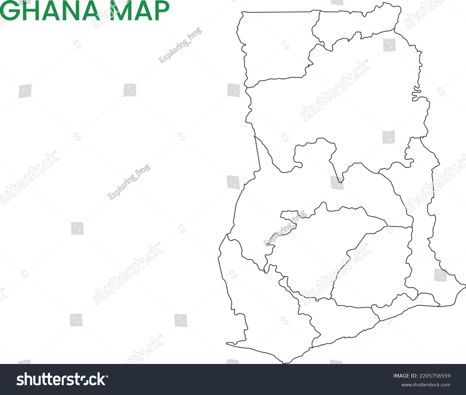 High Detailed Map Ghana Outline Map Stock Vector (Royalty Free ...