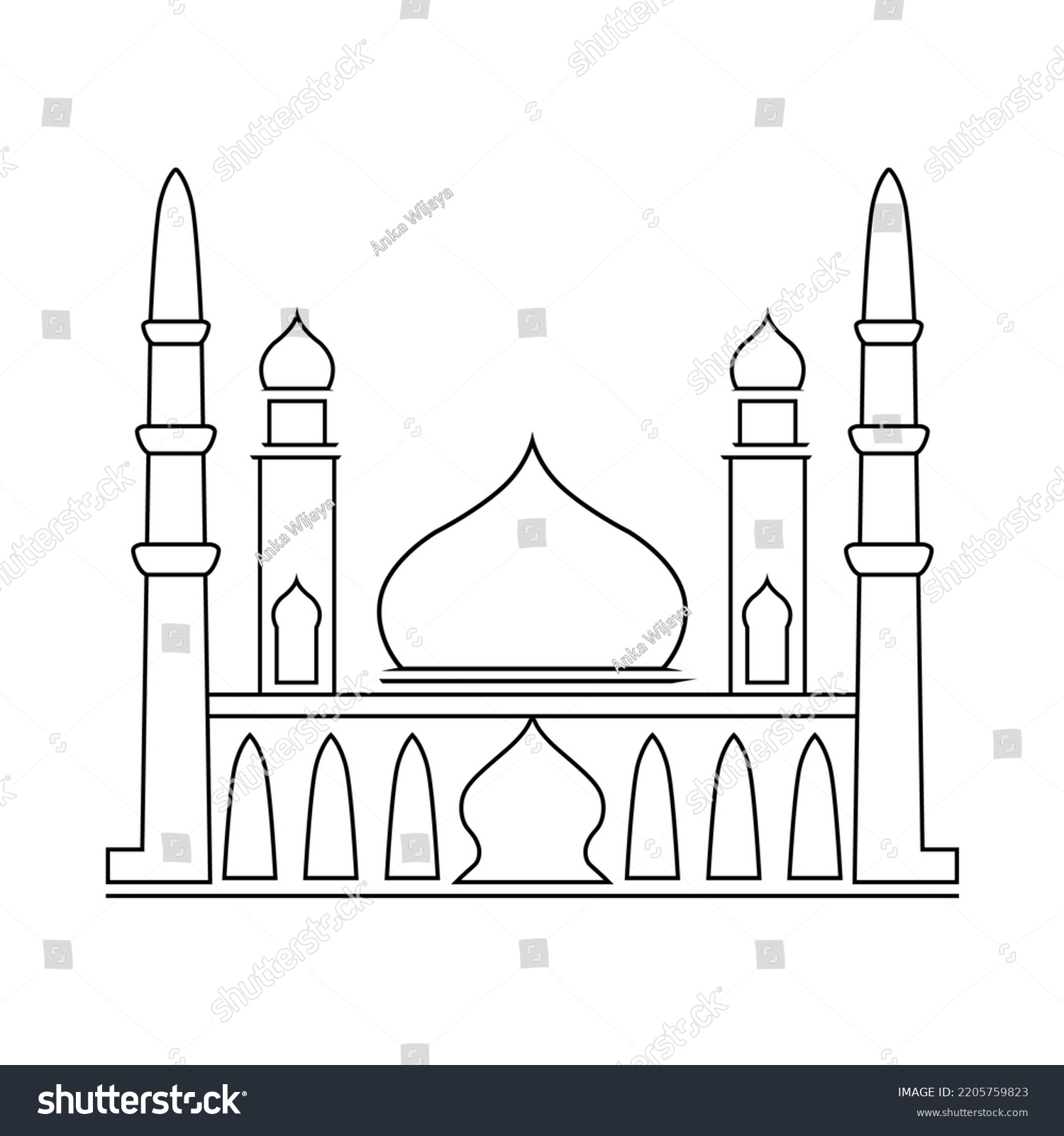 Vector Lines Form Simple Mosque 4 Stock Vector (Royalty Free ...