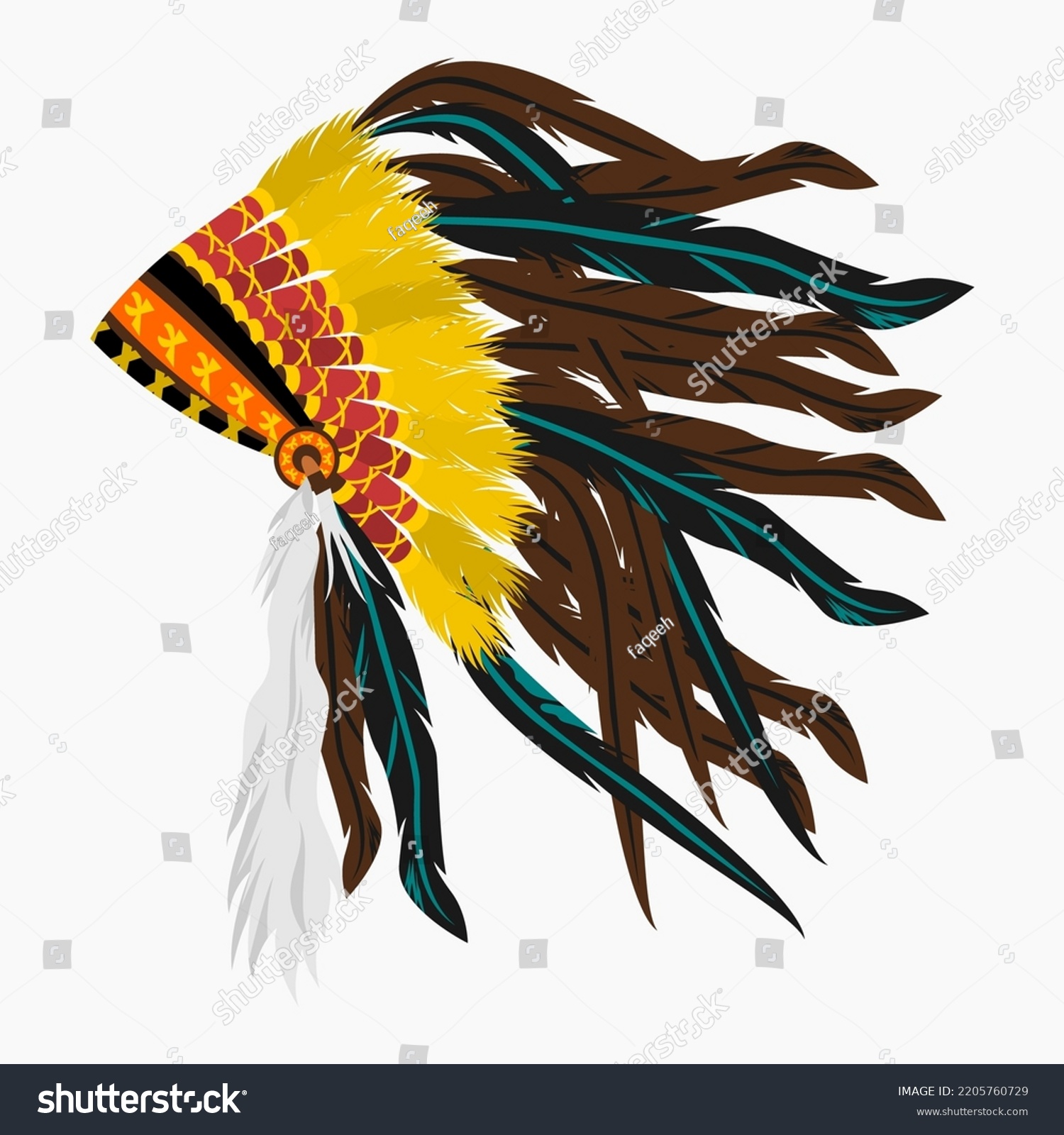 Editable Isolated Side View Native American Stock Vector (Royalty Free ...