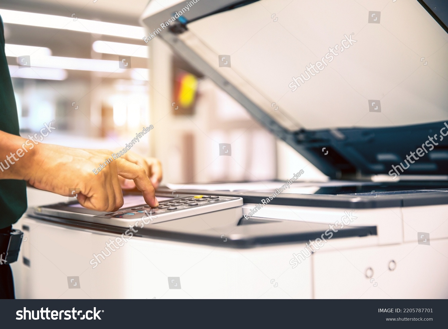 Photocopier Printer Close Hand Office Man Stock Photo 2205787701 