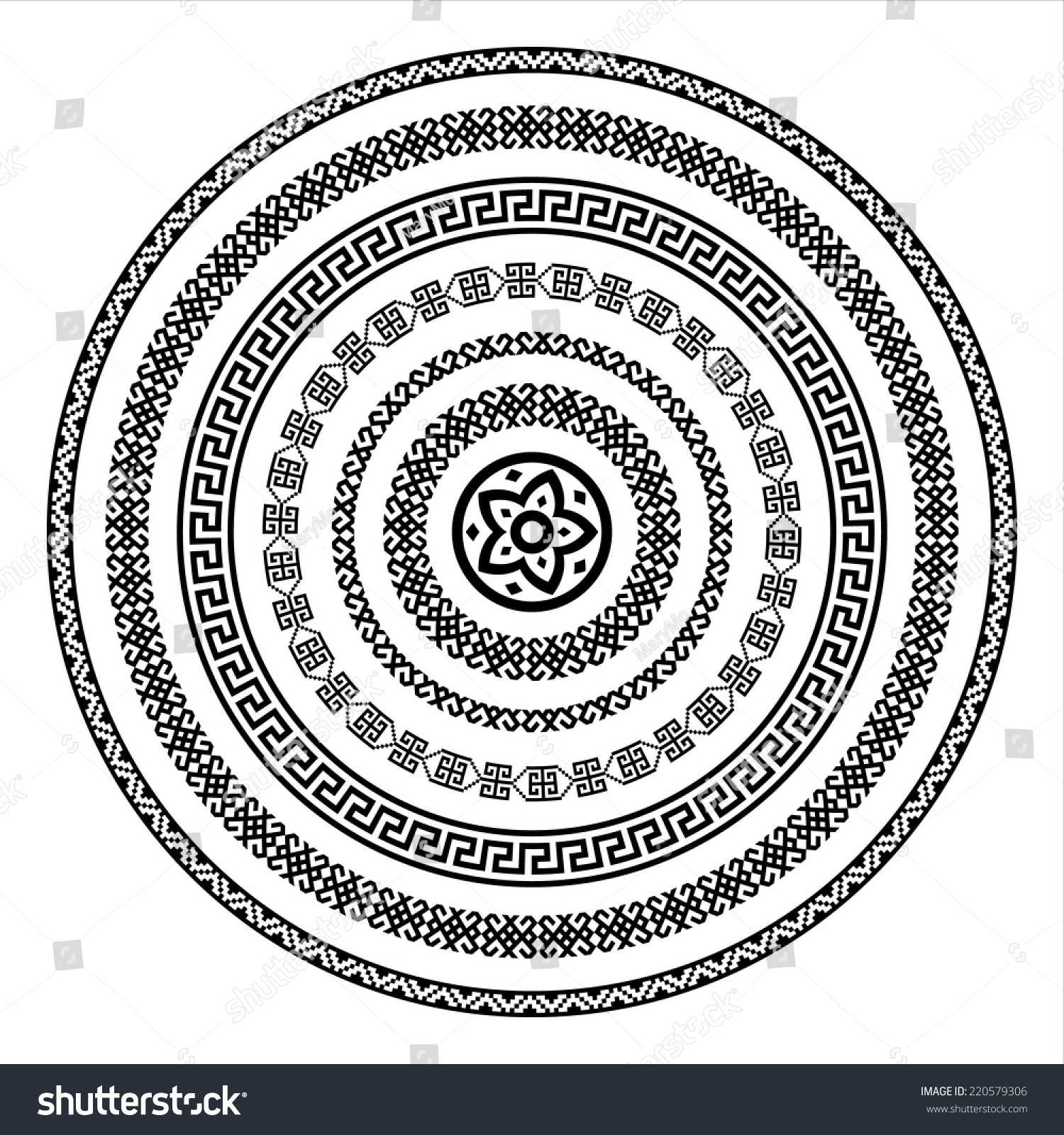 Древнегреческий орнамент Меандр круговой