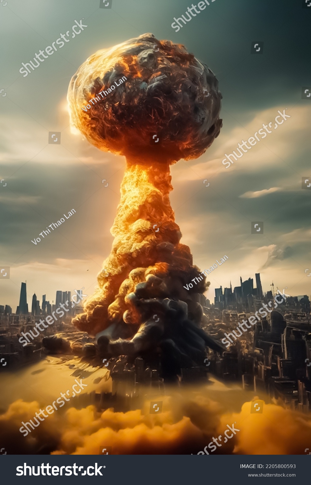 Closeup Huge Atomic Bomb Explosion Huge Stock Illustration 2205800593 ...