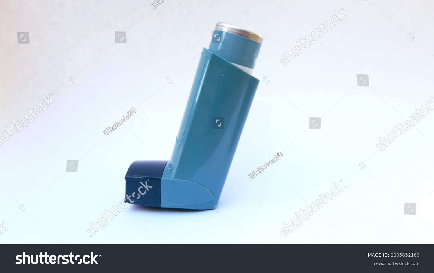 Inhaler Asthma Blue On White Background Stock Photo 2205852183 ...