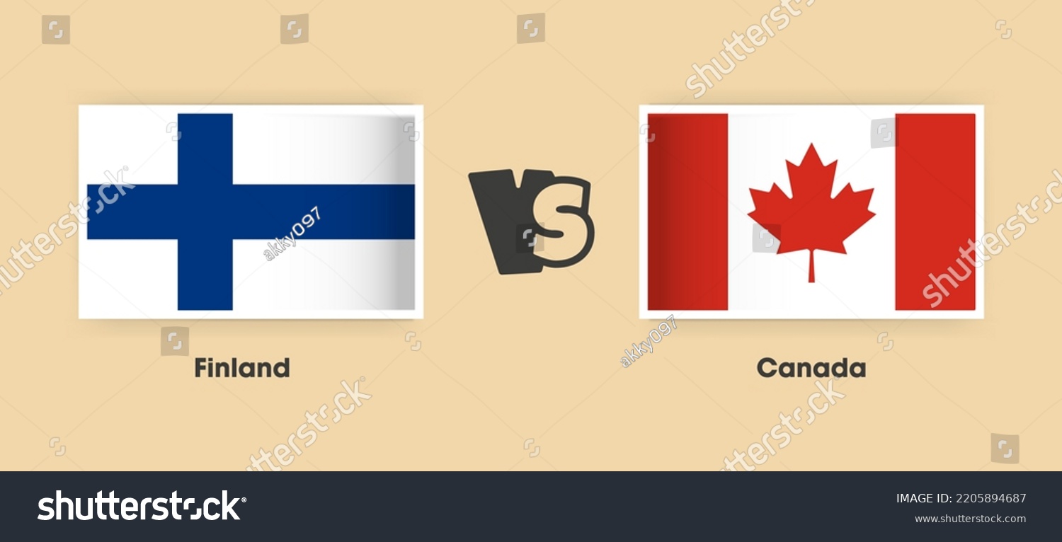 Finland Vs Canada Flags Placed Side Stock Vector (Royalty Free