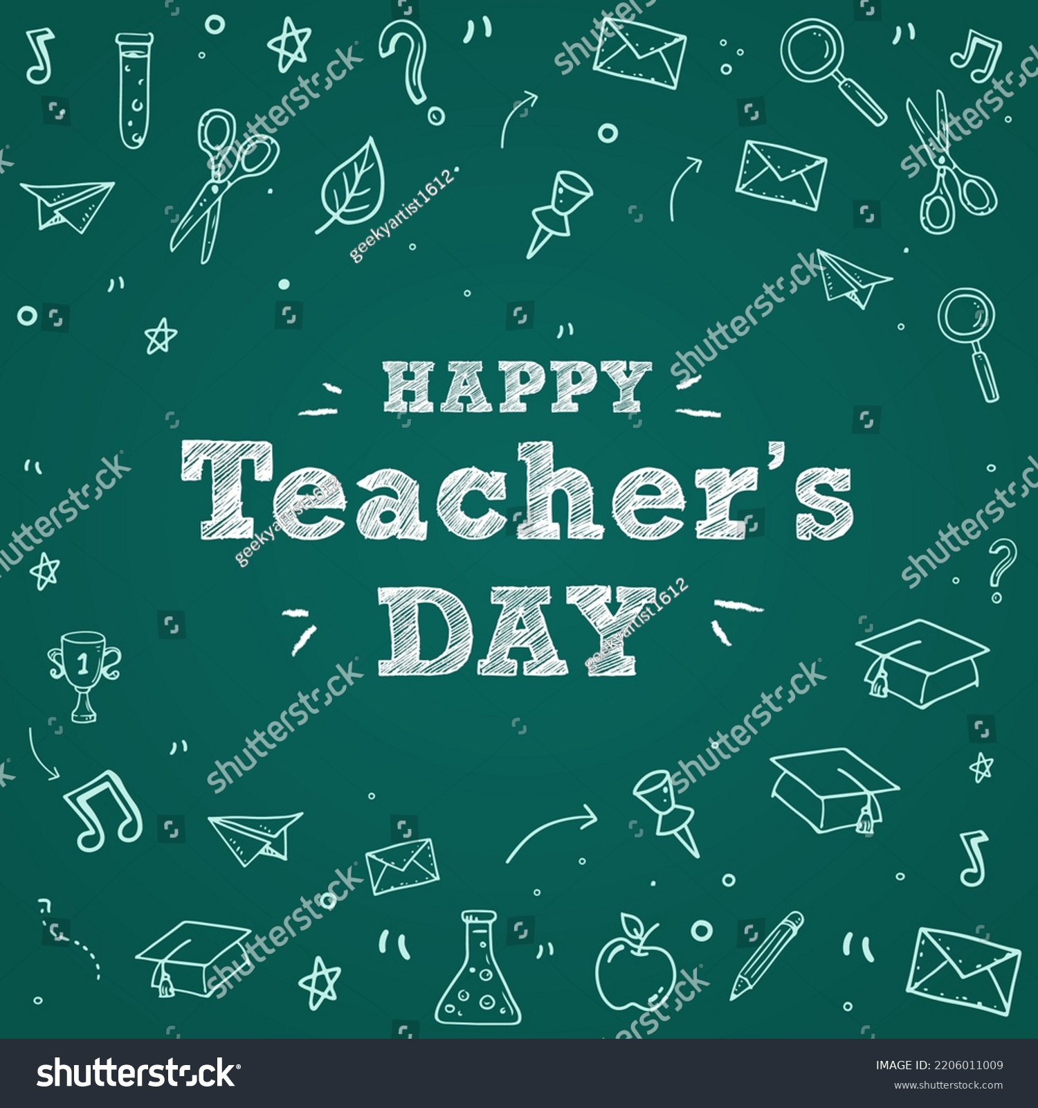 Happy Teachers Day Educational Doodle Background Stock Vector (Royalty ...