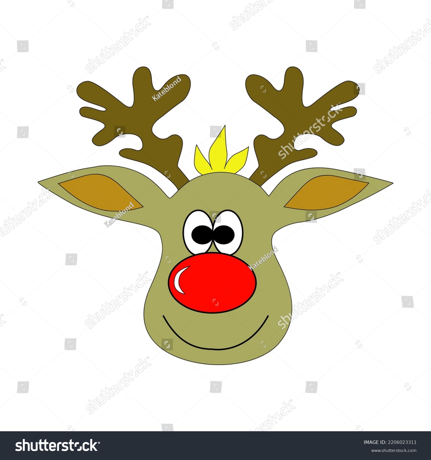 Cute Cartoon Baby Deer Face Isolated Stock Vector (Royalty Free ...