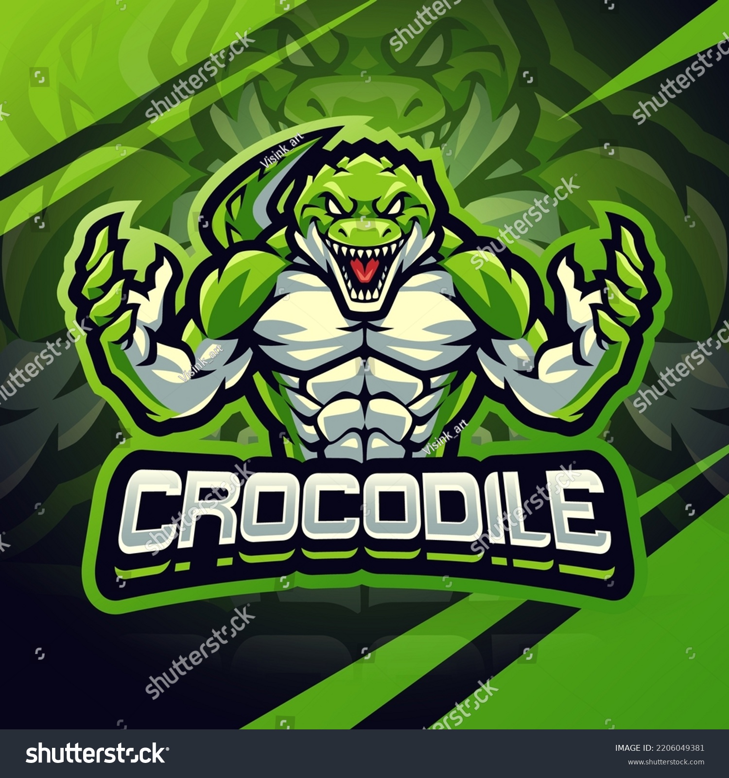 Crocodile Fighter Esport Mascot Logo Design Stock Vector (Royalty Free ...