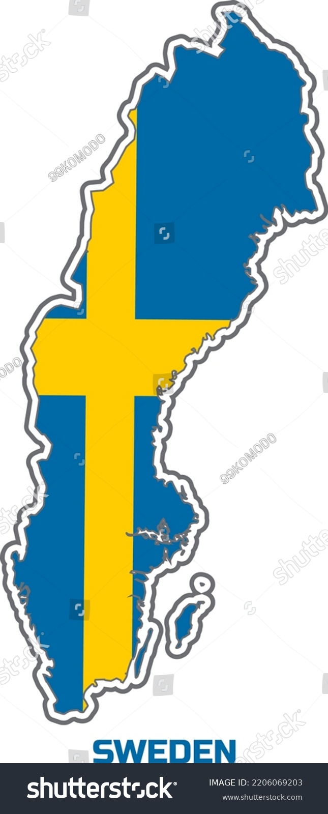 Map Country Sweden Color National Flag Stock Vector Royalty Free