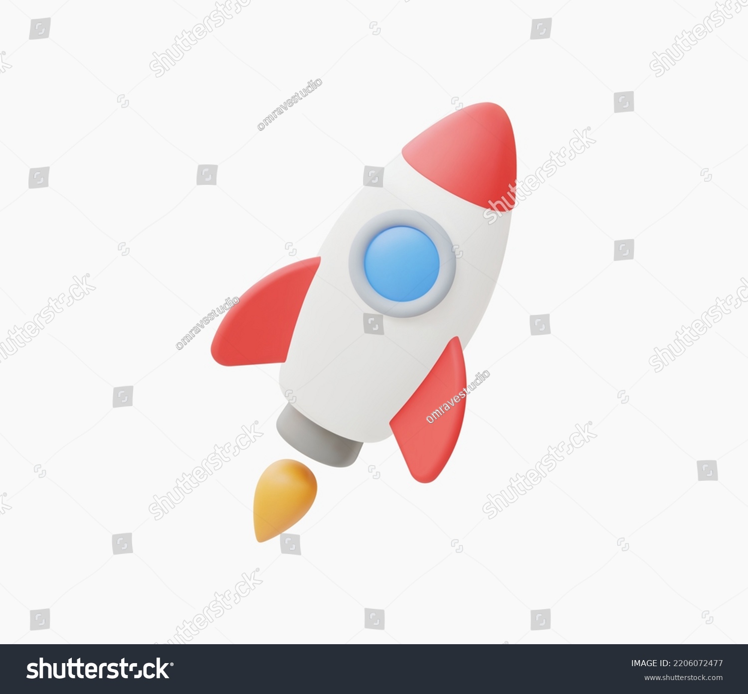 3d Realistic Flying Rocket Vector Illustration Stock Vector (Royalty ...