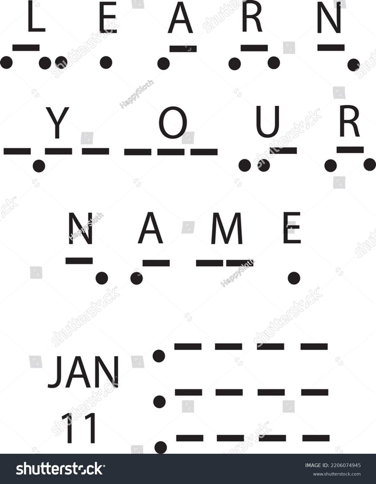 Learn Your Name Morse Code Day Stock Vector Royalty Free 2206074945   Stock Vector Learn Your Name For Morse Code Day January In Coding 2206074945 