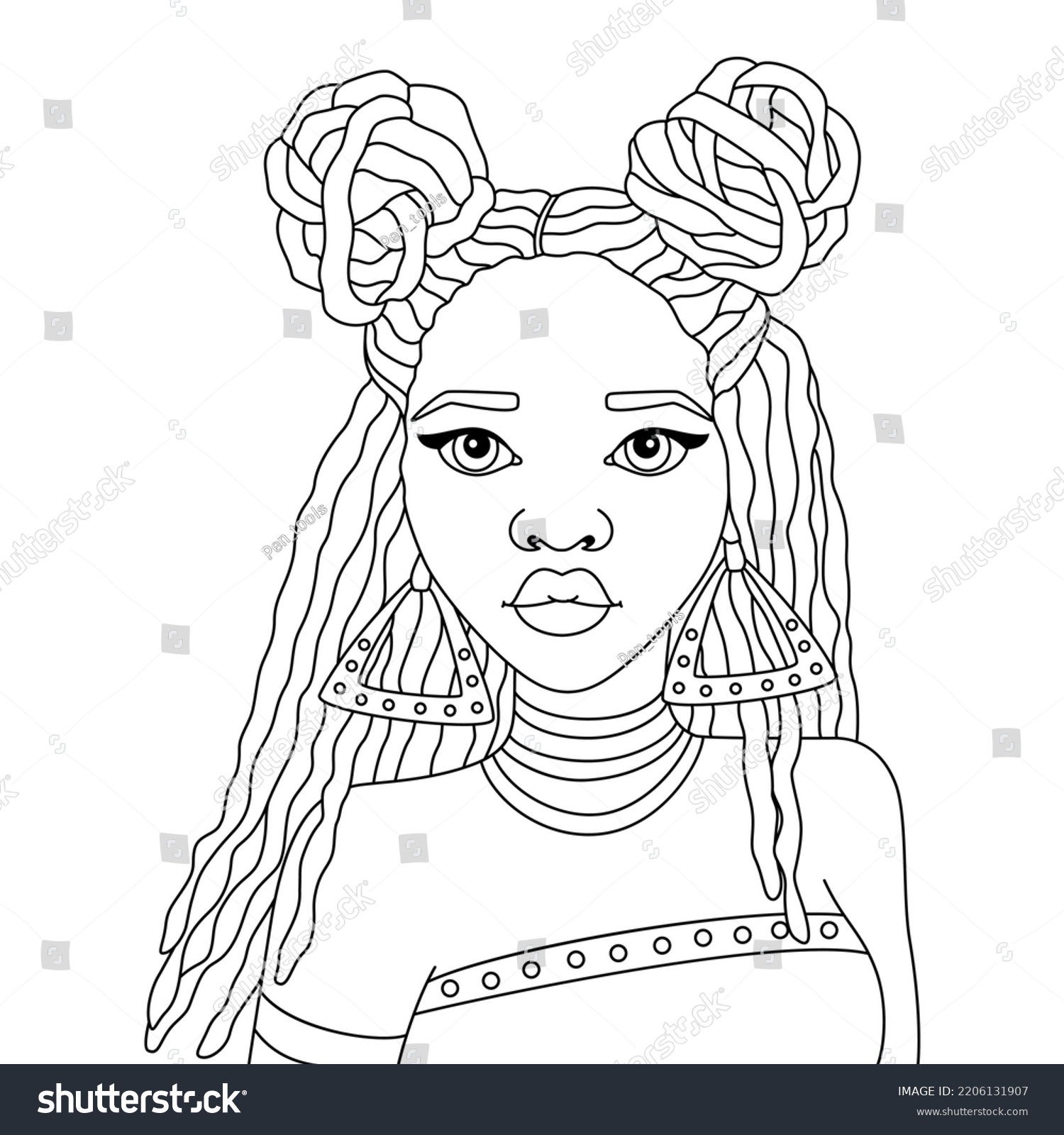 Portrait Beautiful African Woman Hairstyle Beautiful Stock Vector ...