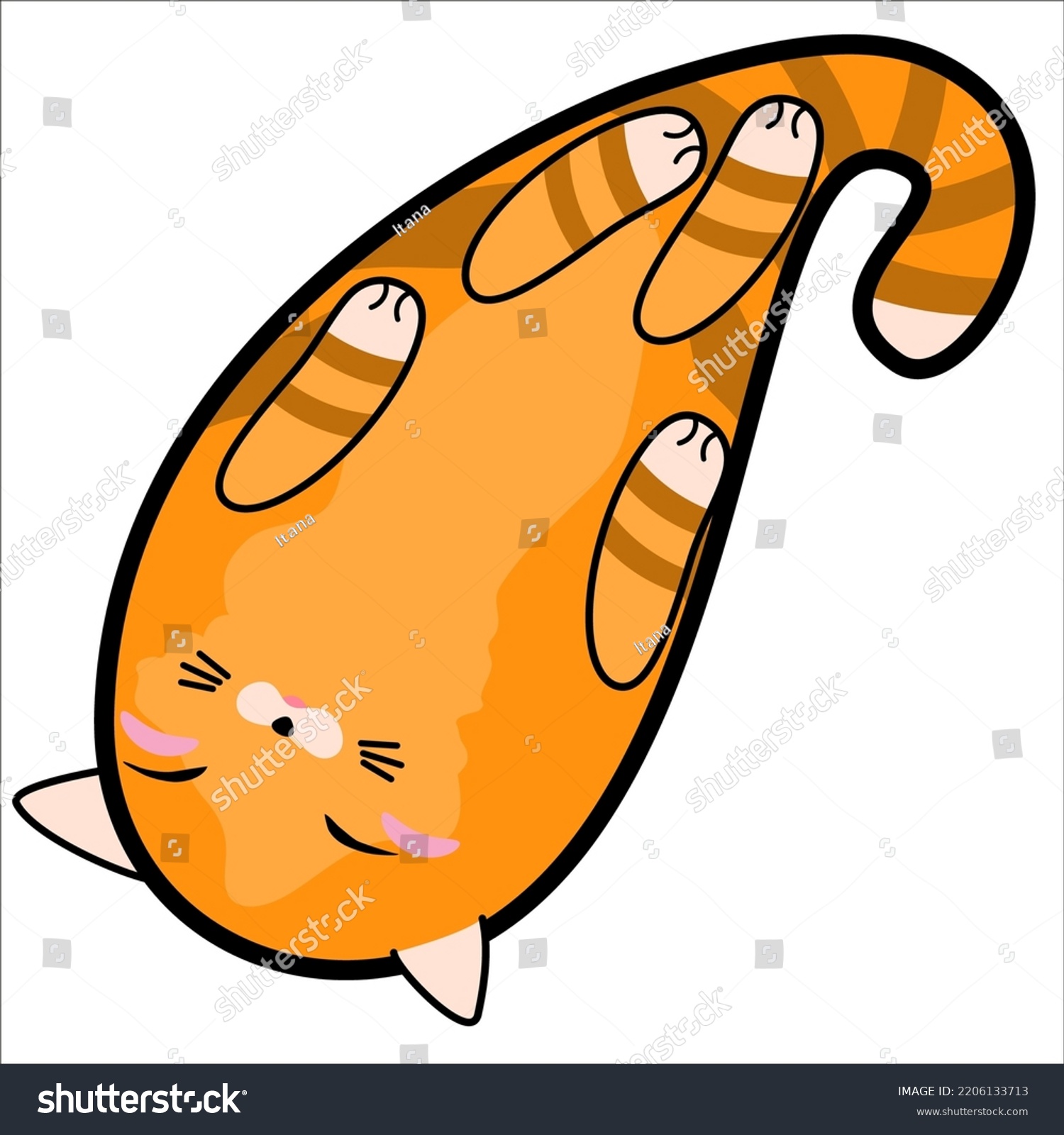 Cute Sleeping Cat Cheeks Hand Drawn Stock Vector (Royalty Free ...