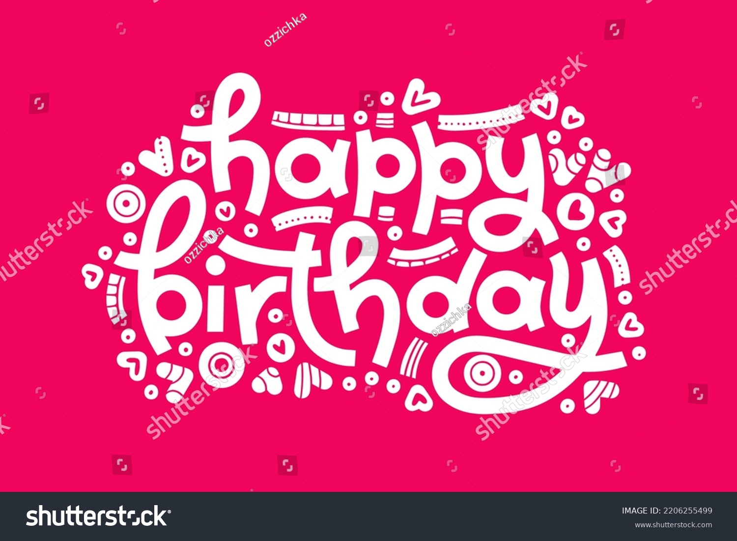 Happy Birthday Bold Hand Lettering Isolated Stock Vector (Royalty Free ...