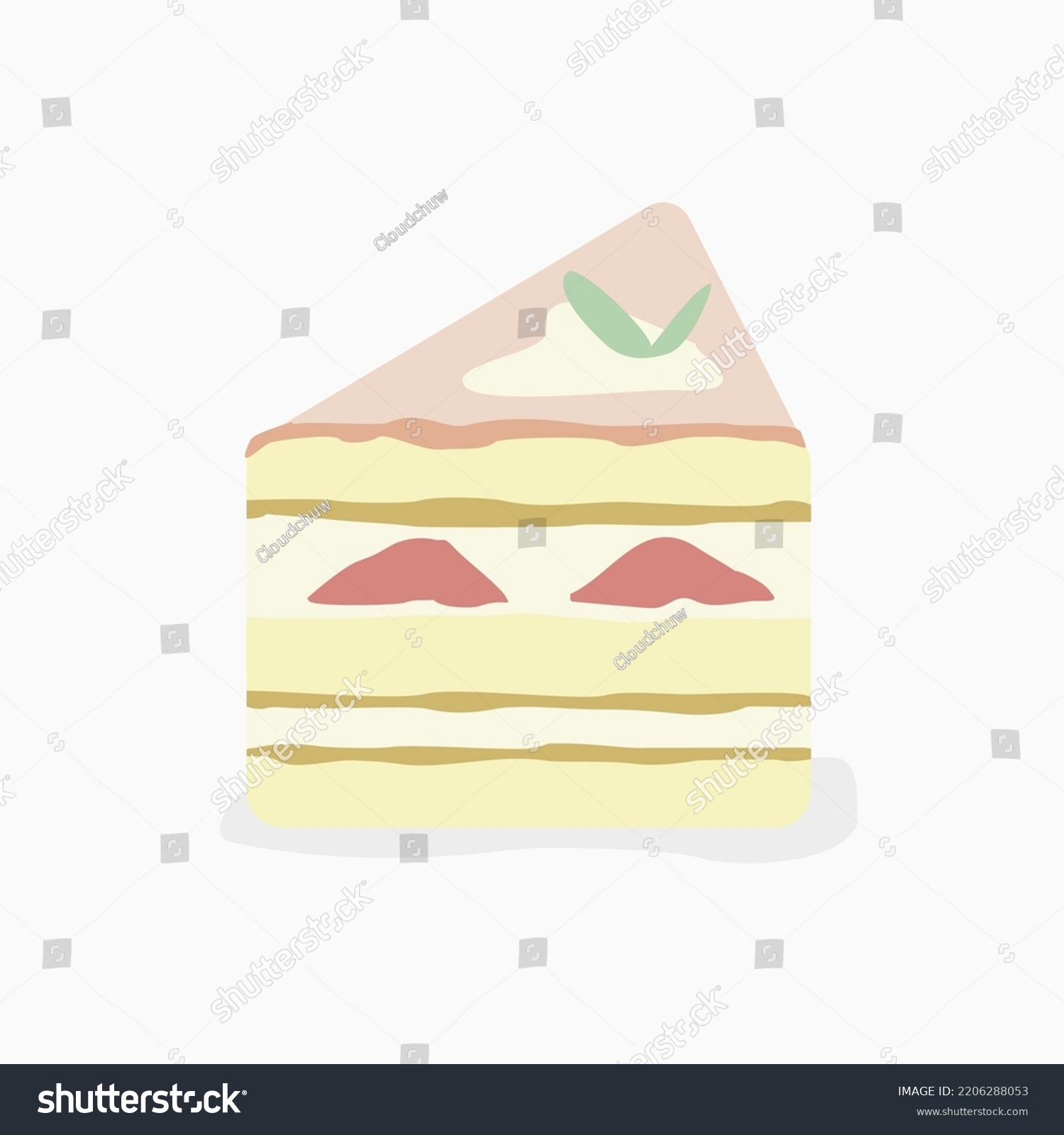 Strawberry Shortcake Freehand Drawing Vector Pastel Stock Vector ...