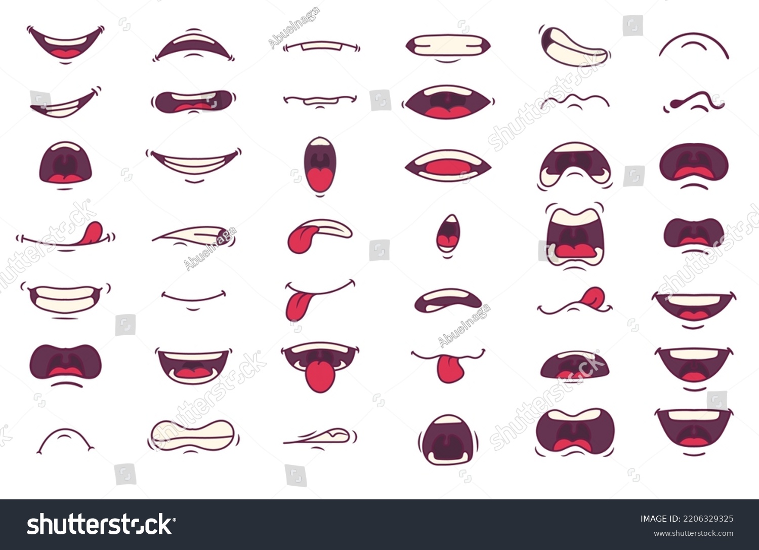 Front Lips Cartoon Character Talking Mouth Stock Vector (Royalty Free ...