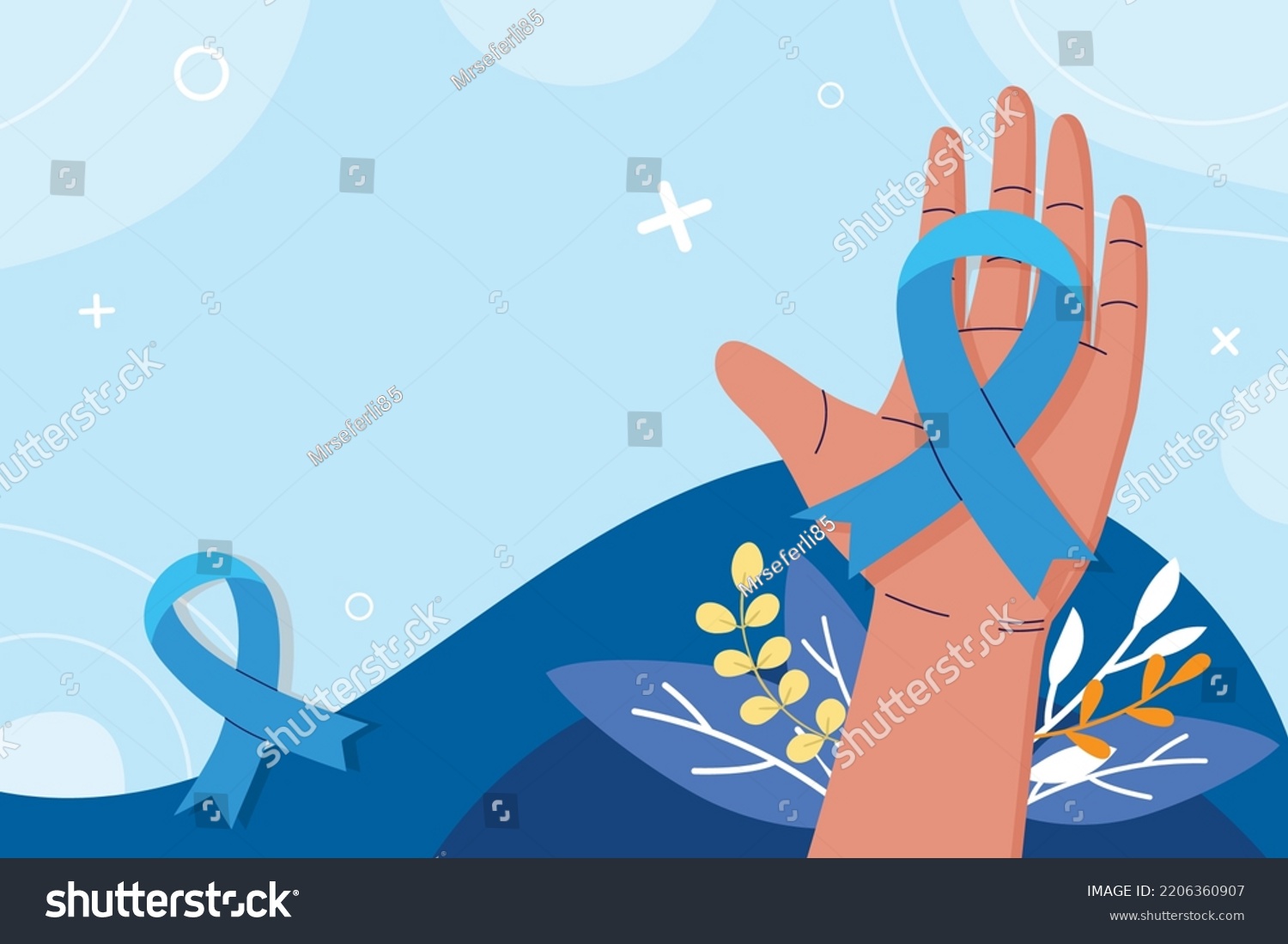 Prostate Cancer Awareness Ribbon Moustaches Men Stock Vector Royalty Free 2206360907