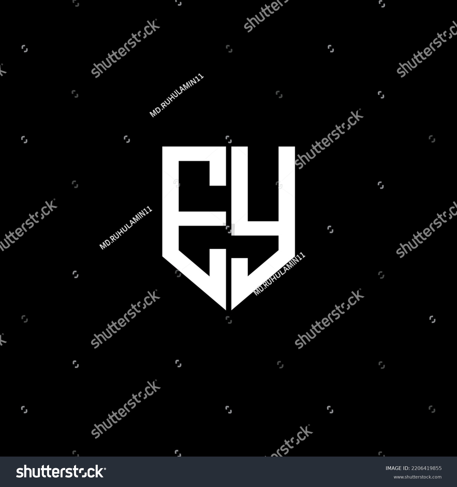 Ey Letter Logo Design Black Background Stock Vector (Royalty Free ...