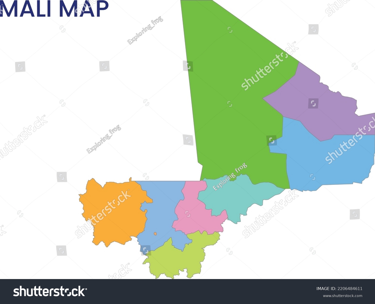 High Detailed Map Mali Outline Map Stock Vector Royalty Free   Stock Vector High Detailed Map Of Mali Outline Map Of Mali Africa 2206484611 