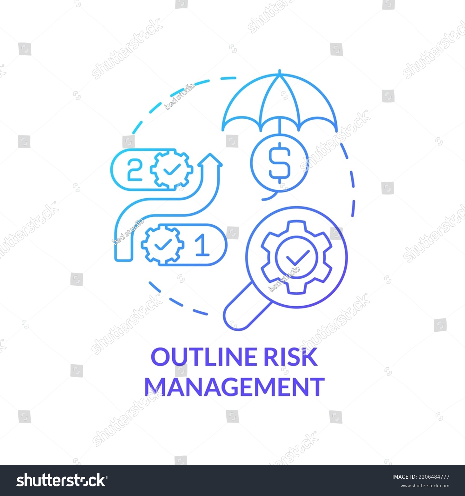 Outline Risk Management Blue Gradient Concept Stock Vector (Royalty ...