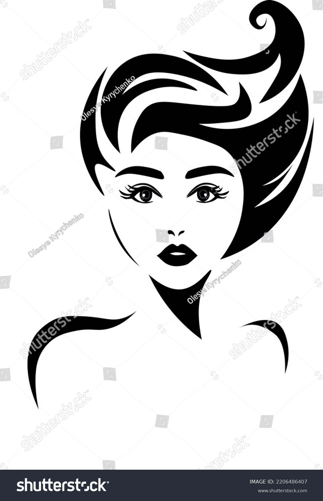 Cute Girl Long Hair Logo Beauty Stock Vector (Royalty Free) 2206486407 ...