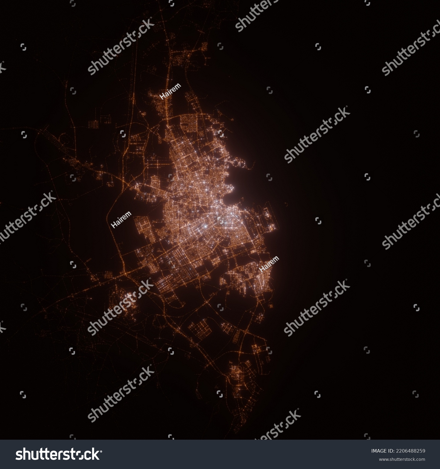 Doha Qatar Street Lights Map Satellite Stock Illustration 2206488259 ...