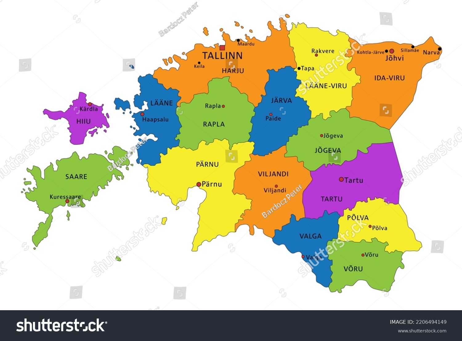 Colorful Estonia Political Map Clearly Labeled Stock Vector Royalty   Stock Vector Colorful Estonia Political Map With Clearly Labeled Separated Layers Vector Illustration 2206494149 