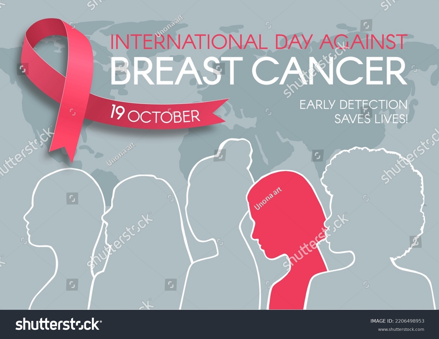 International Day Against Breast Cancer Horizontal Stock Vector