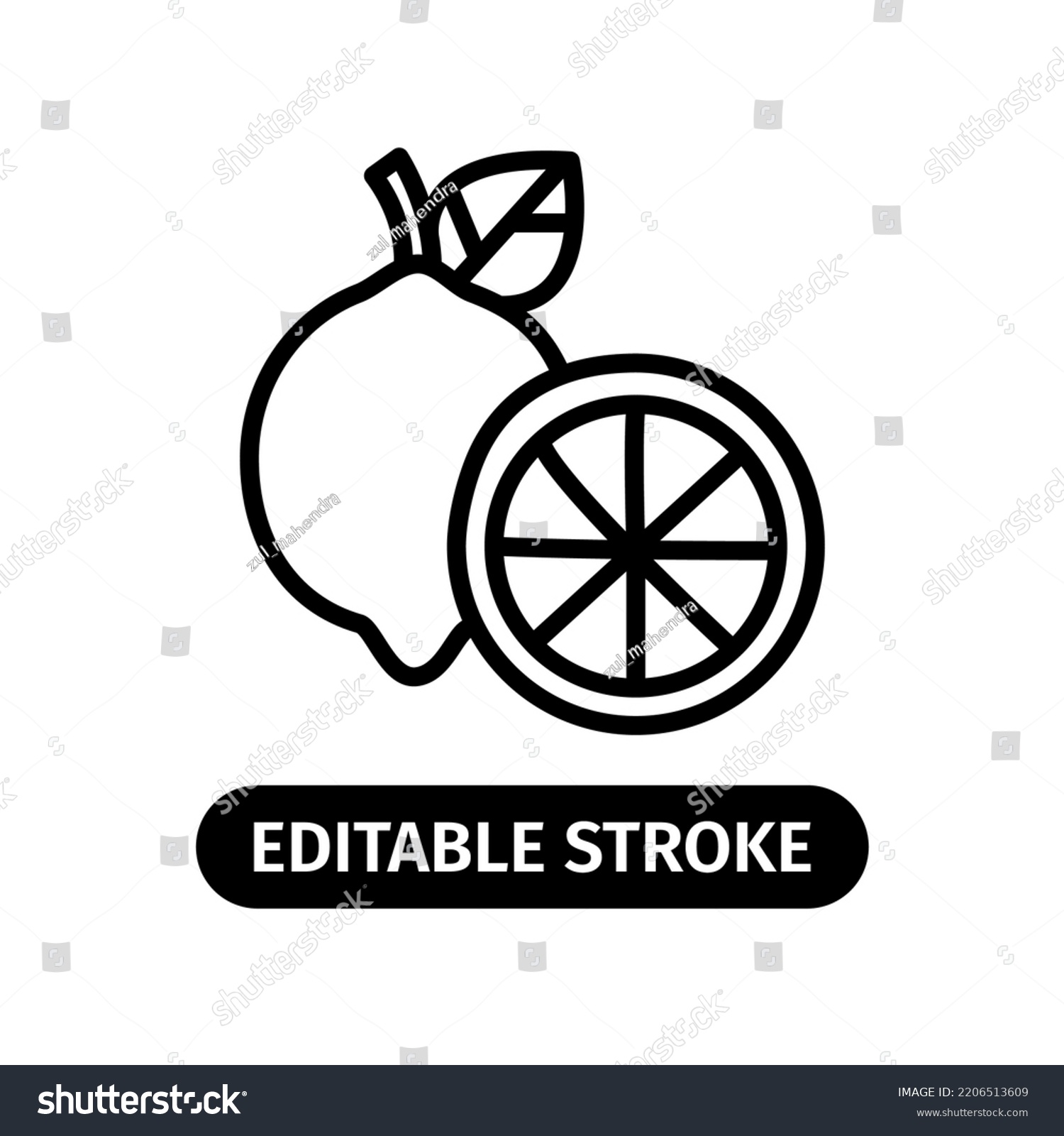 Lemon Fruit Icon Editable Stroke Stock Vector Royalty Free 2206513609 Shutterstock 1826