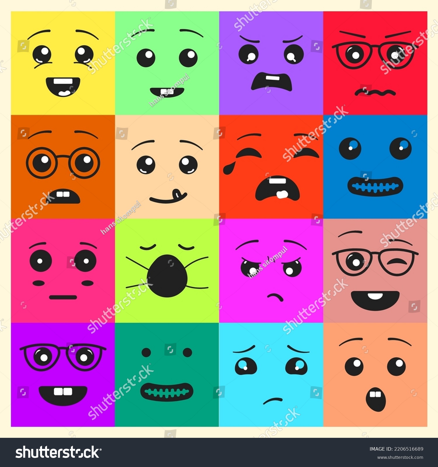 Basic Emoticon Set Feedback Scale Facial Stock Vector (Royalty Free ...