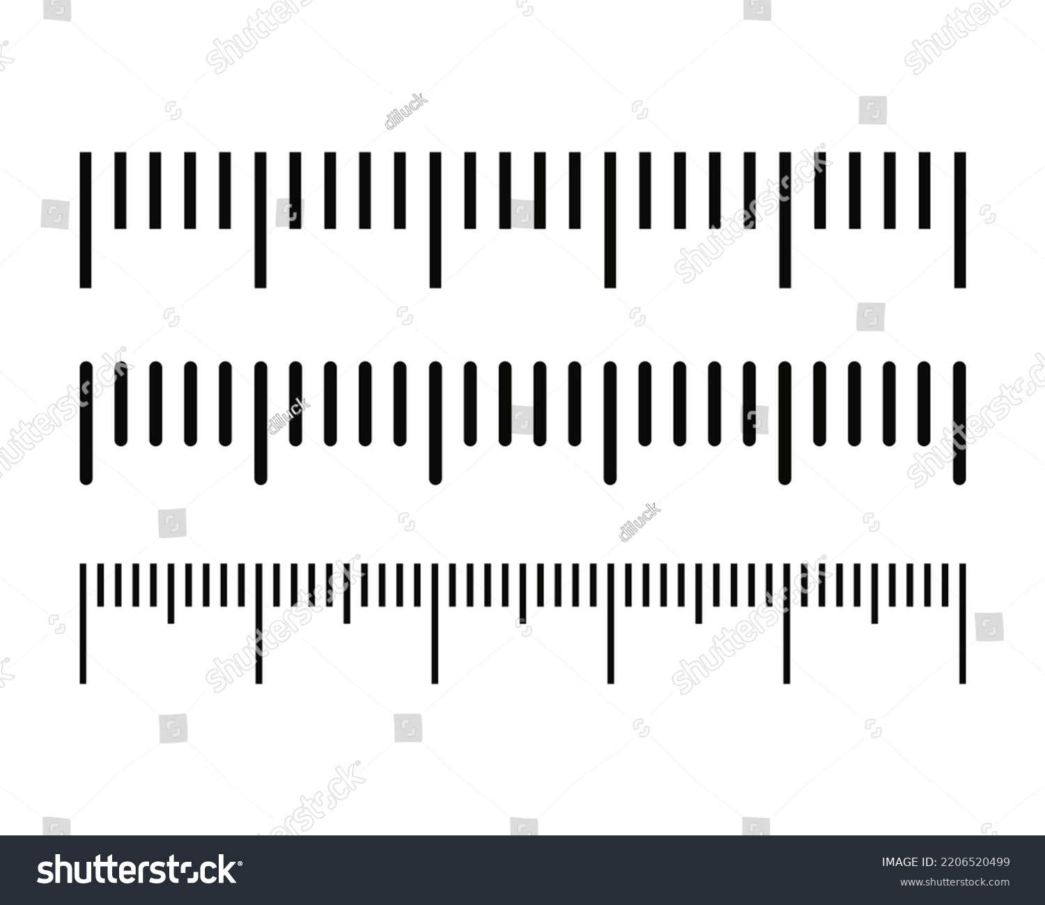 Measuring Scale Markup Rulers Vector Black Stock Vector (Royalty Free ...