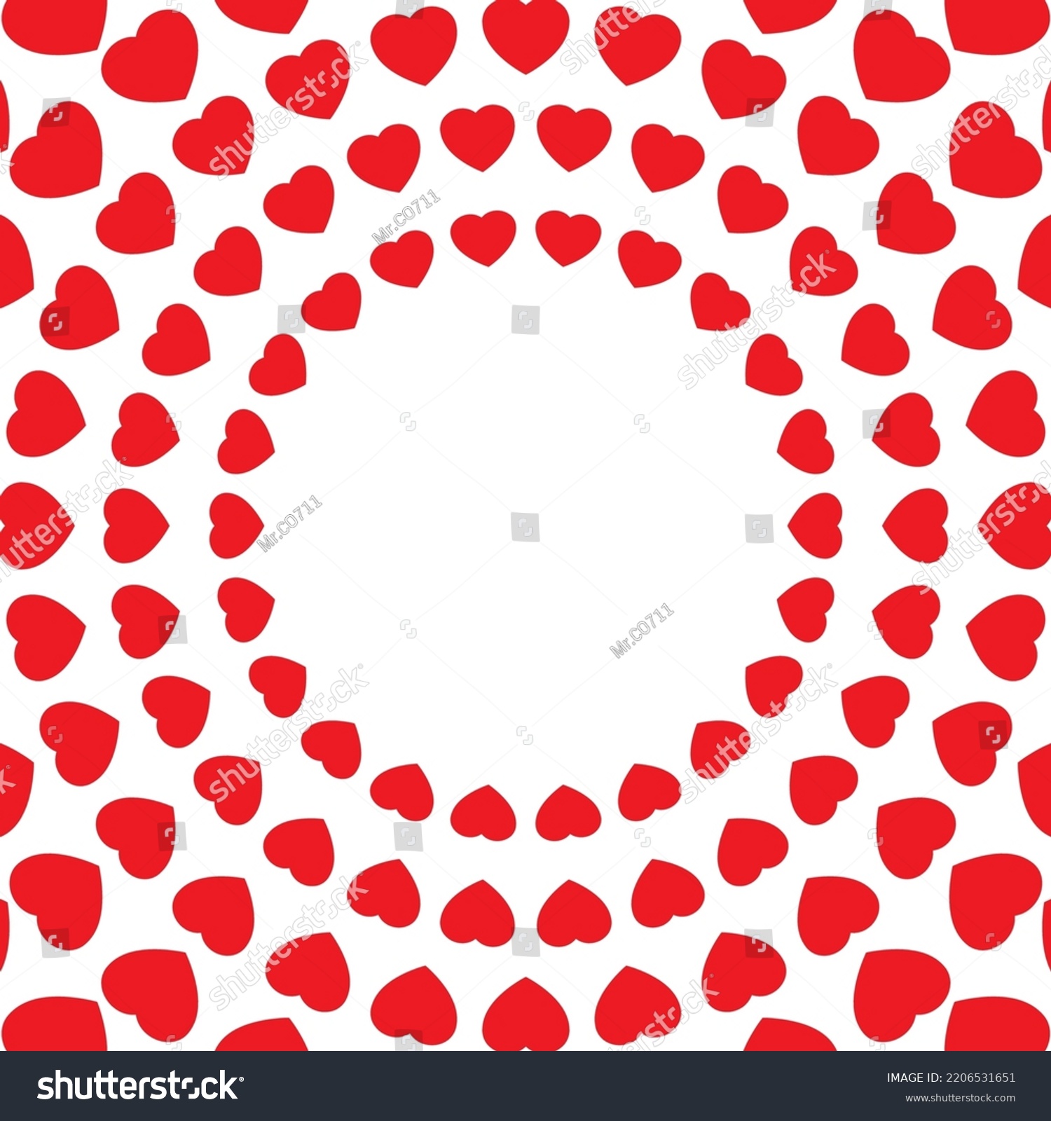 Red Heart Circle Frame Background Border Stock Vector (Royalty Free ...