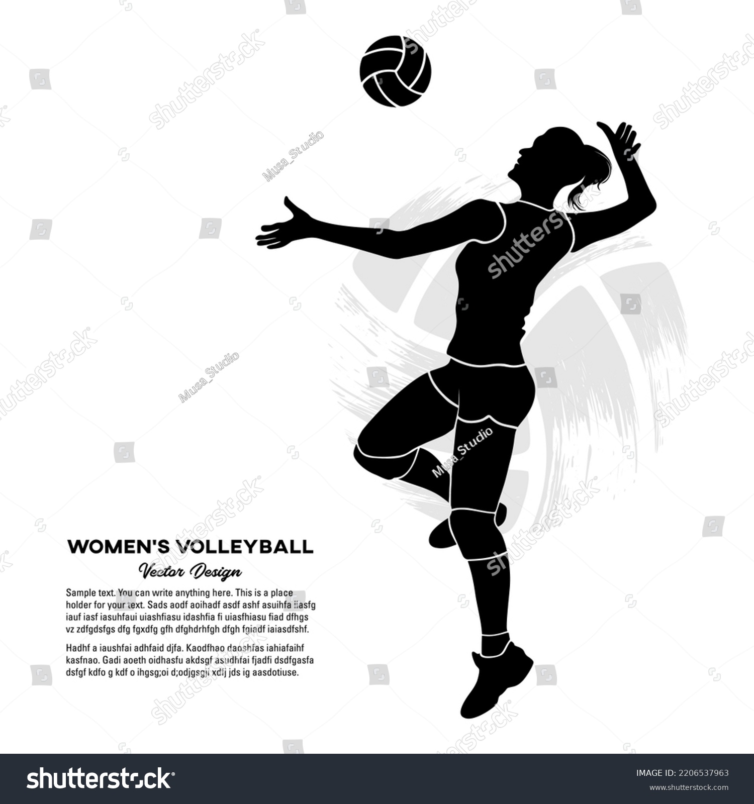 Girl Volleyball Player Serving Ball Vector Stock Vector (Royalty Free ...