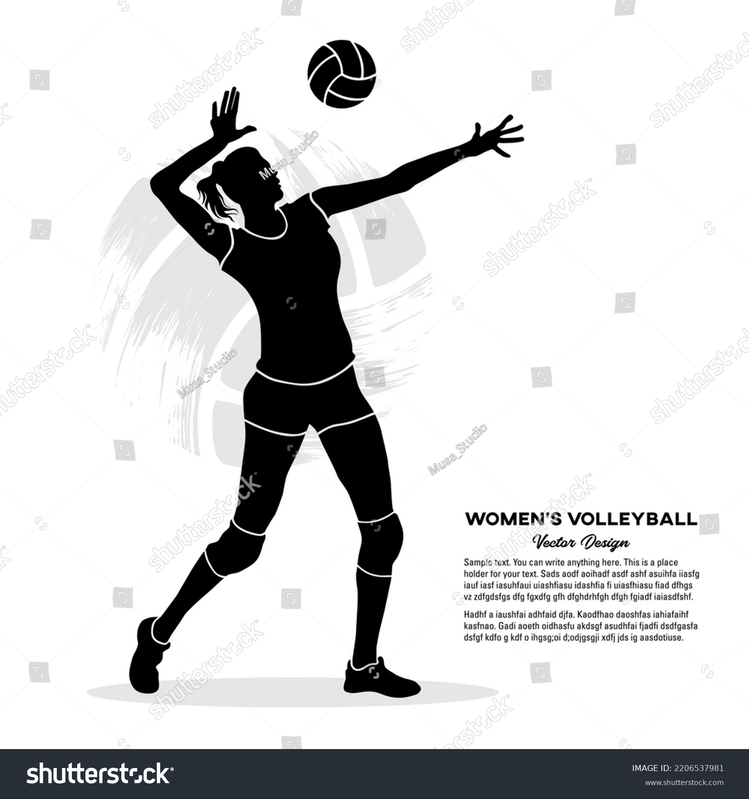 Silhouette Female Volleyball Player Serving Ball Stock Vector (Royalty ...