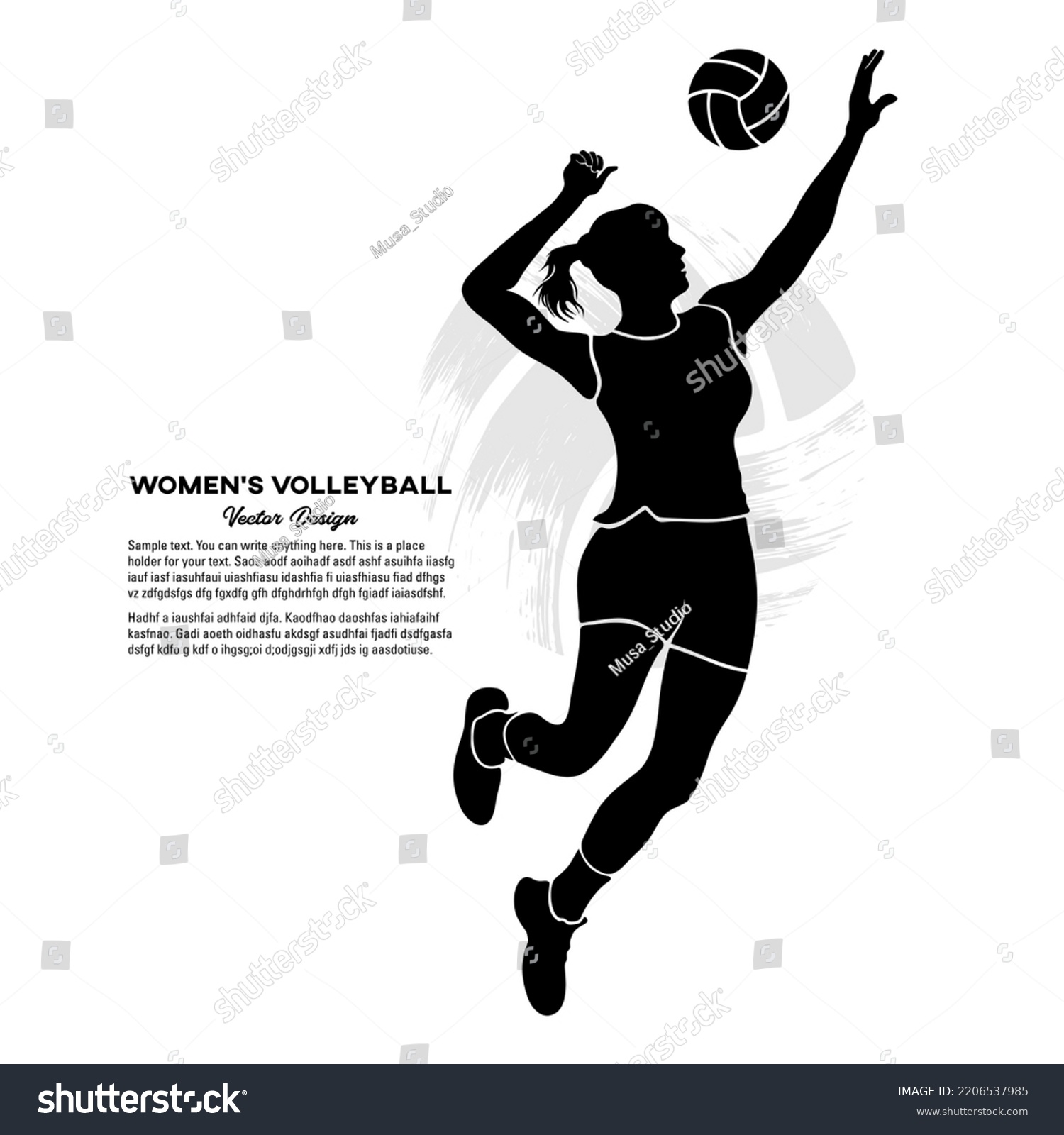 Female Volleyball Player Hitting Ball Vector Stock Vector (Royalty Free ...