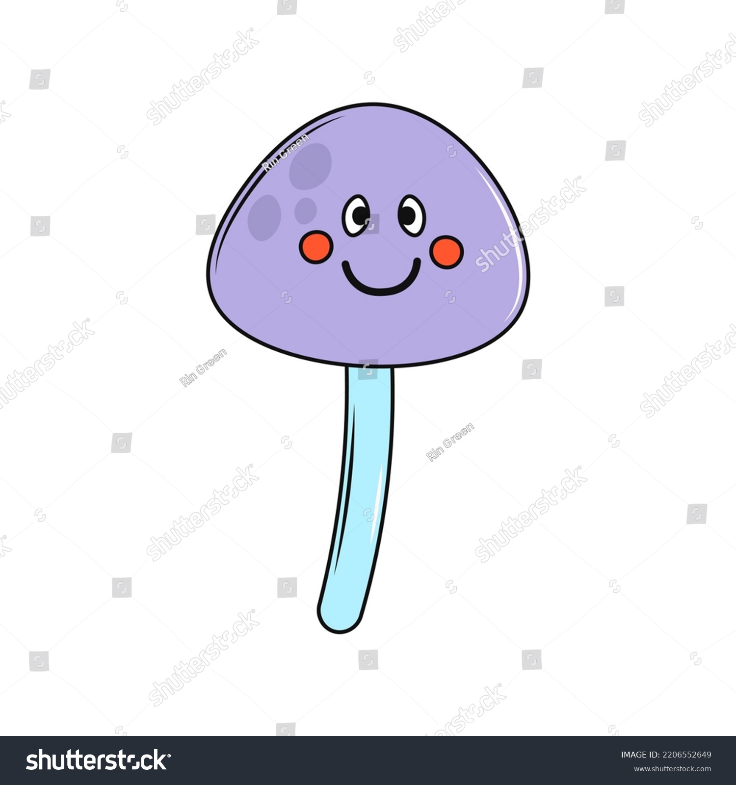 Groovy Mushroom Cartoon Vector Illustration Simple Stock Vector