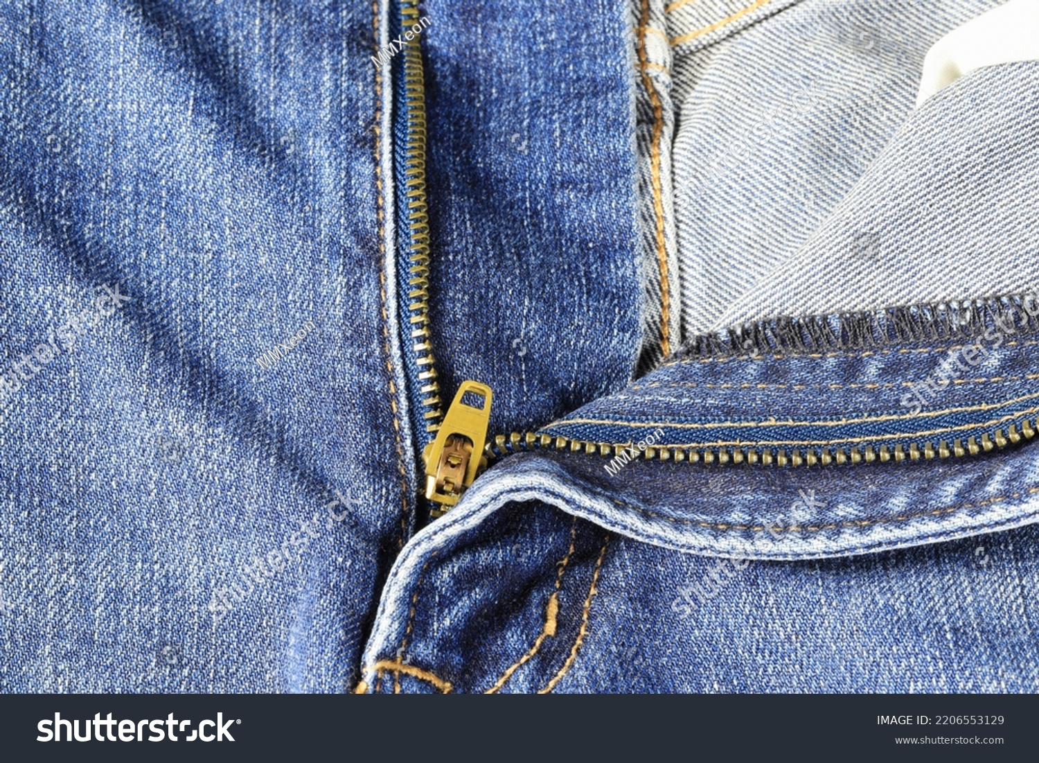Open Zipper Blue Denim Jeans Open Stock Photo 2206553129 | Shutterstock