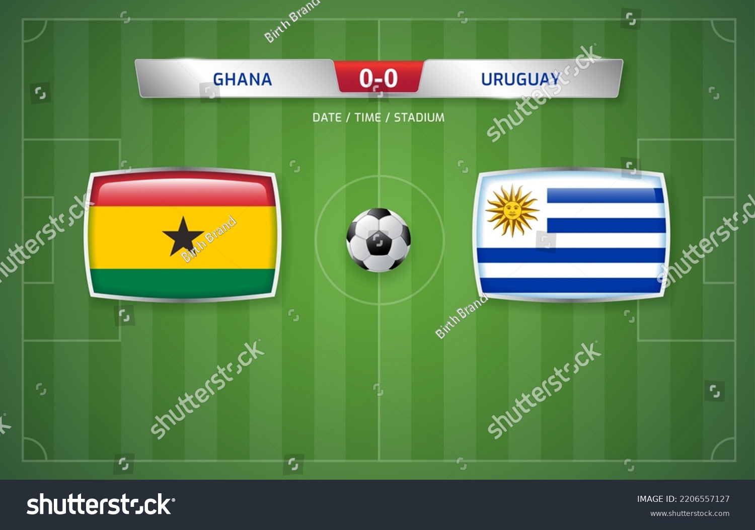 Ghana Vs Uruguay Scoreboard Broadcast Template Stock Vector (Royalty ...