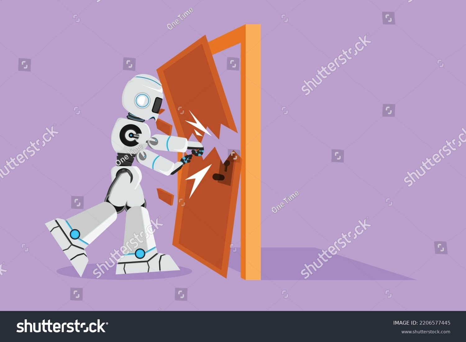 Cartoon Flat Style Drawing Robot Punching Stock Vector (Royalty Free ...