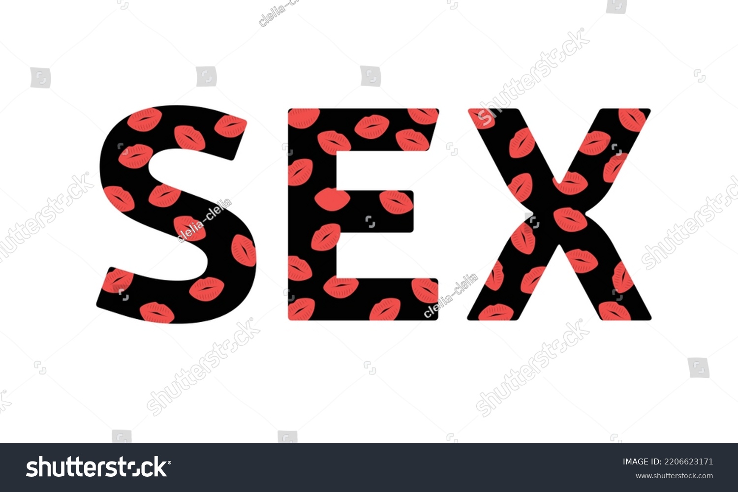 Lettering Word Sex Lips On Black Stock Vector Royalty Free 2206623171 Shutterstock