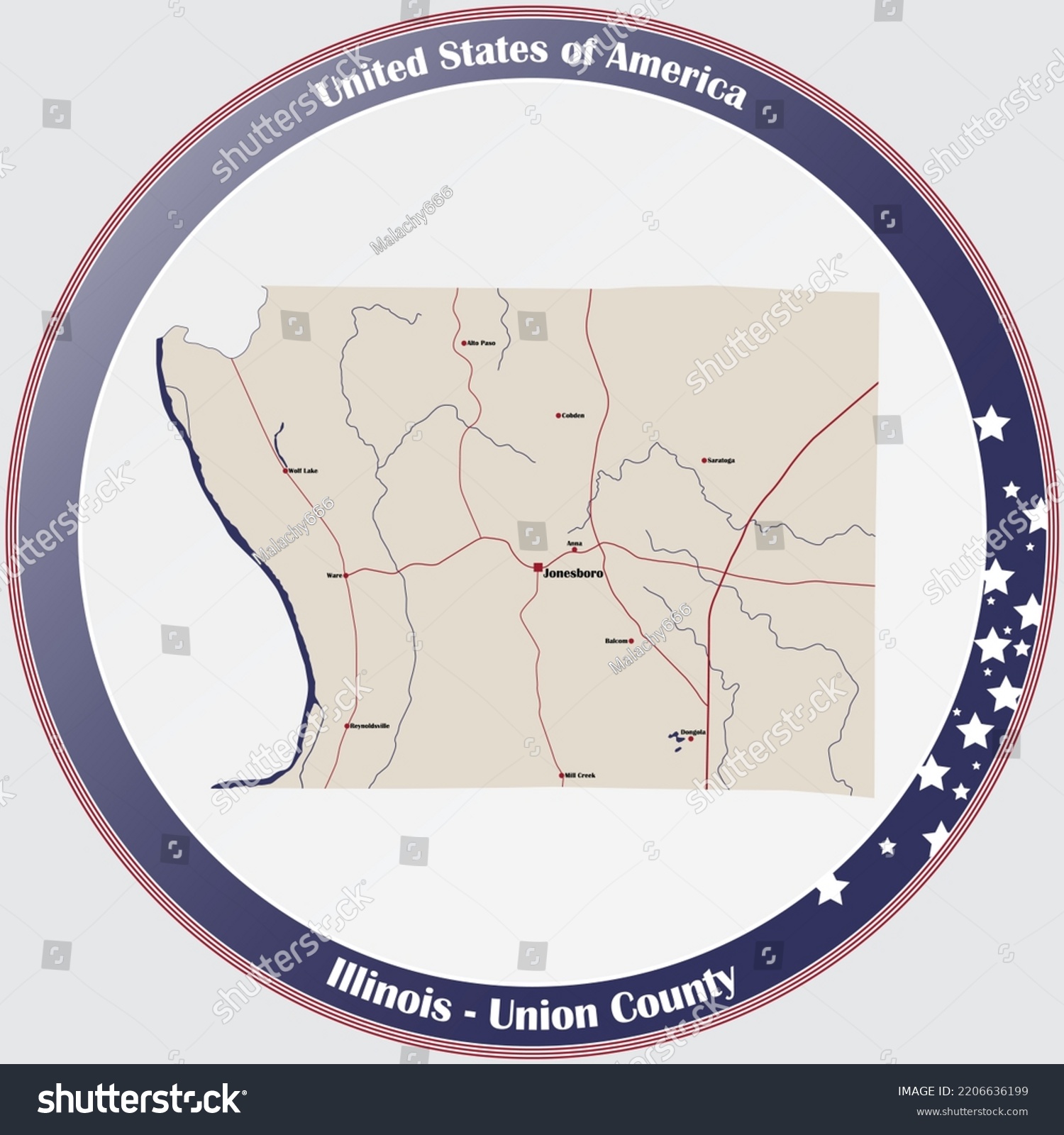 Large Detailed Map Union County Illinois Stock Vector (Royalty Free ...