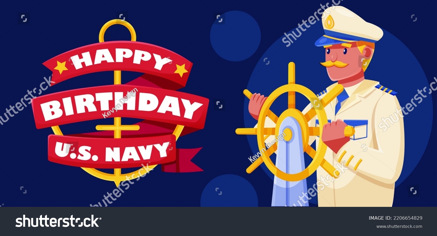 Happy Birthday Us Navy Illustration Captain Stock Vector (Royalty Free ...