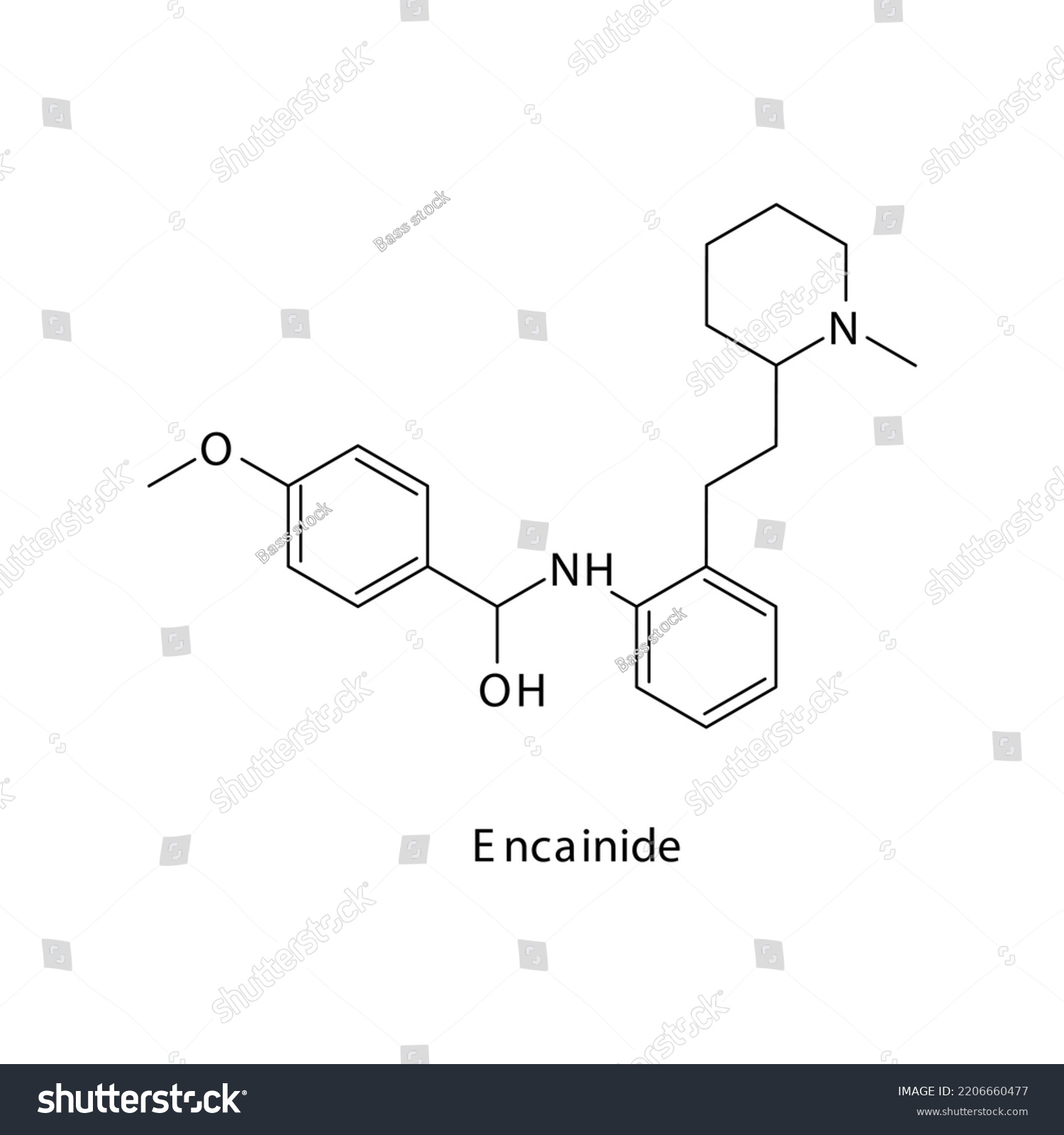 Encainide Molecule Flat Skeletal Structure Class Stock Vector (Royalty ...