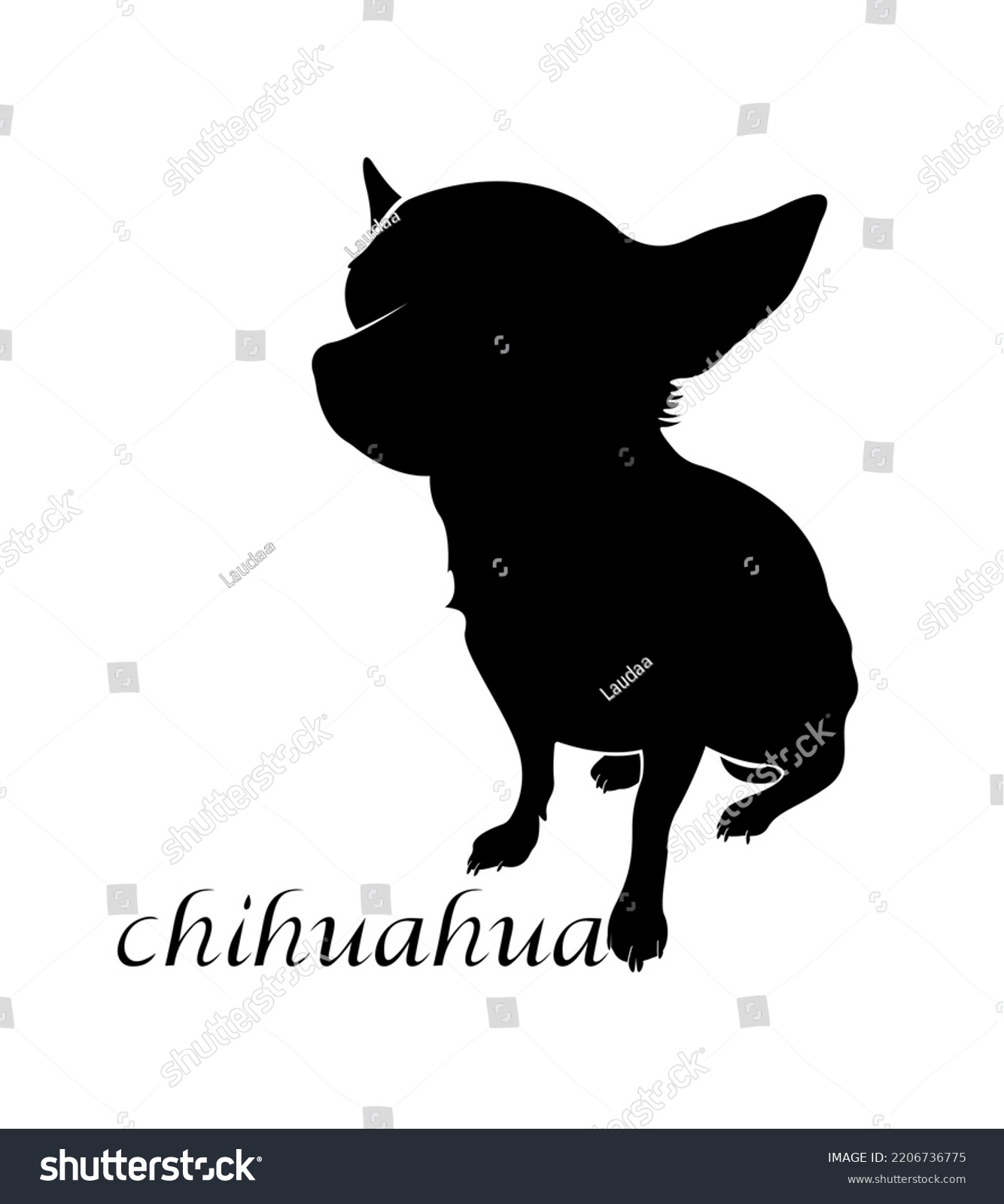 Chihuahua Dog Silhouette Black Outline Sitting Stock Vector (Royalty ...