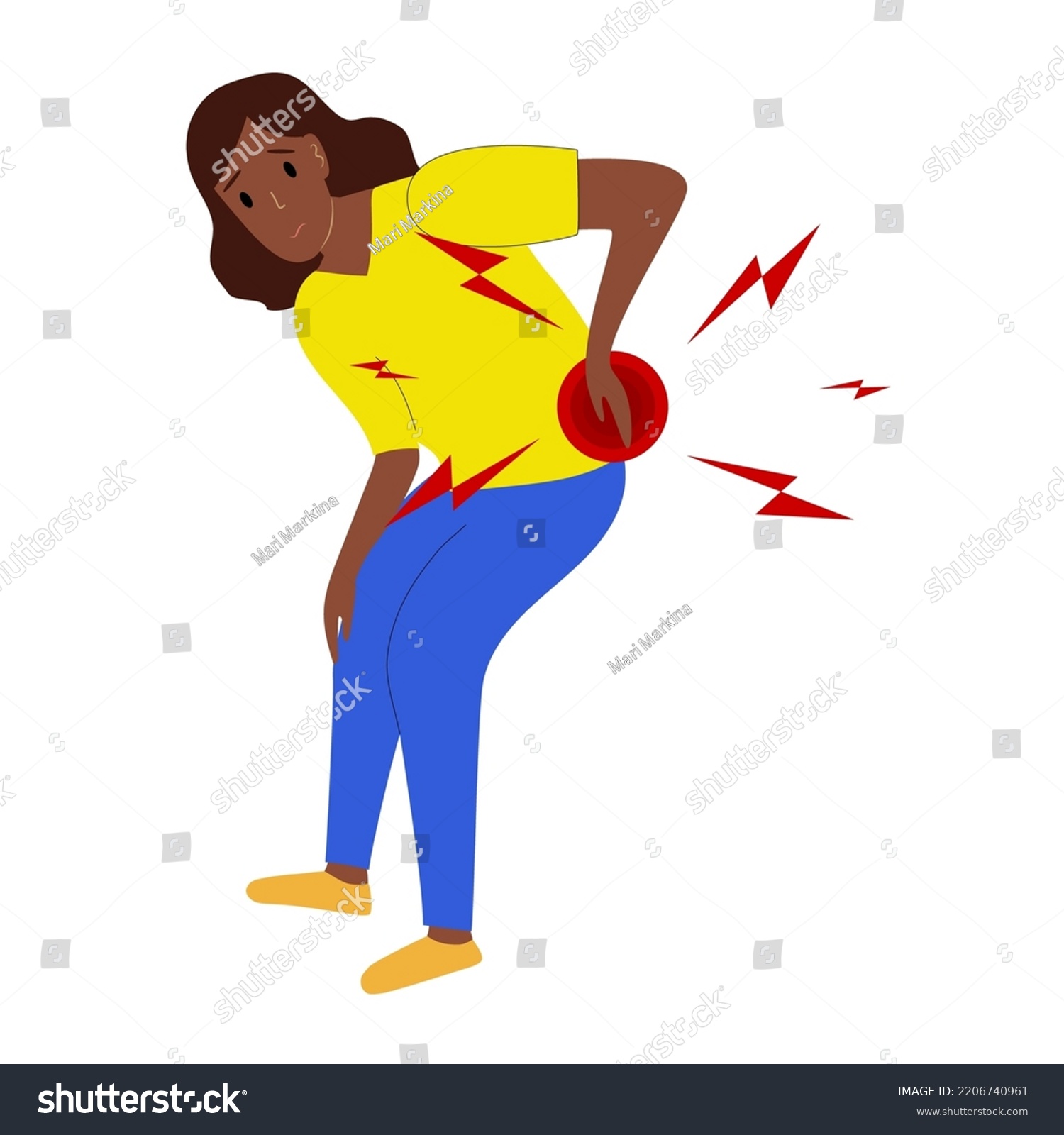 Afro American Woman Has Low Back Stock Vector (Royalty Free) 2206740961 ...