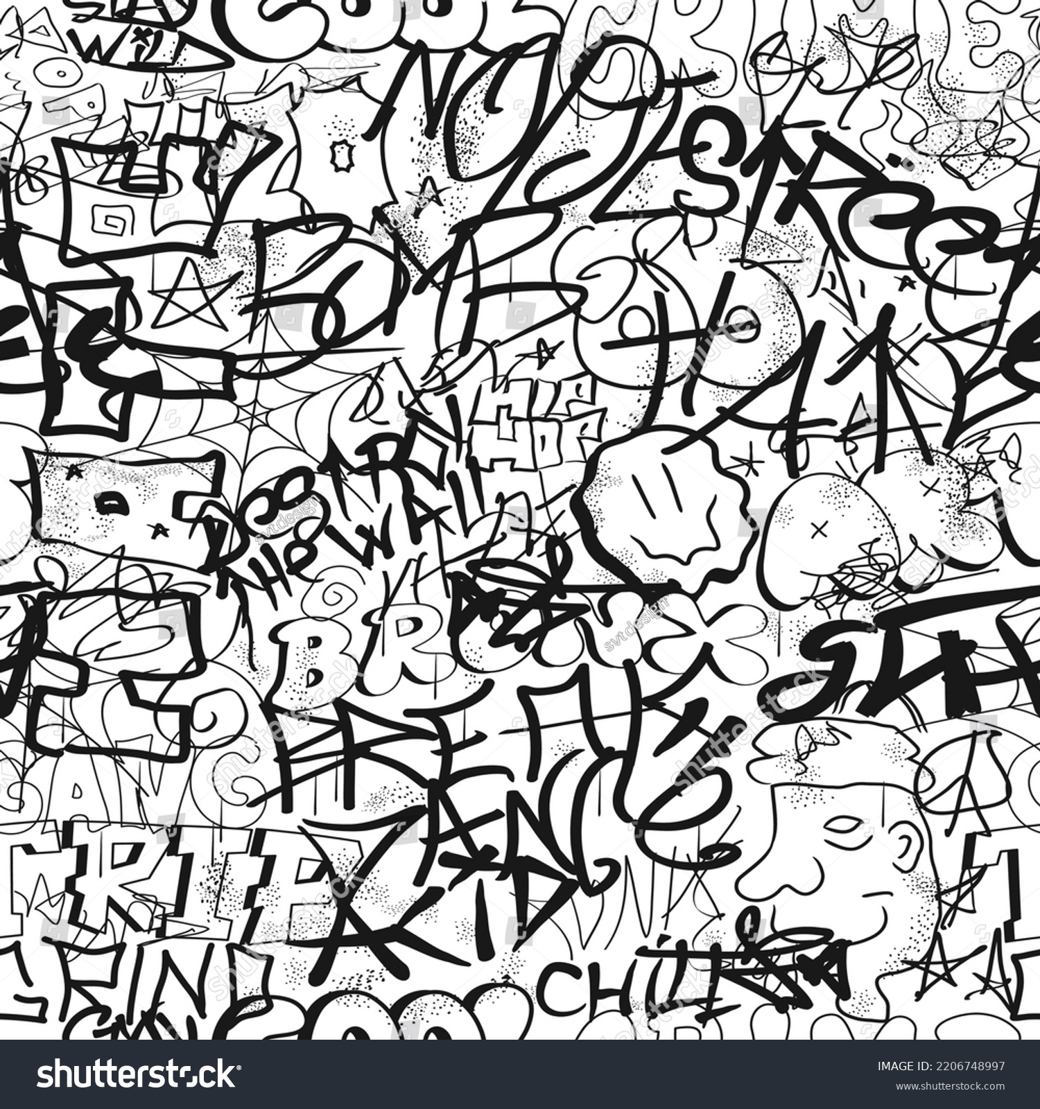 Graffiti Seamless Pattern Wallpaper Artvector Graphic Stock Vector ...